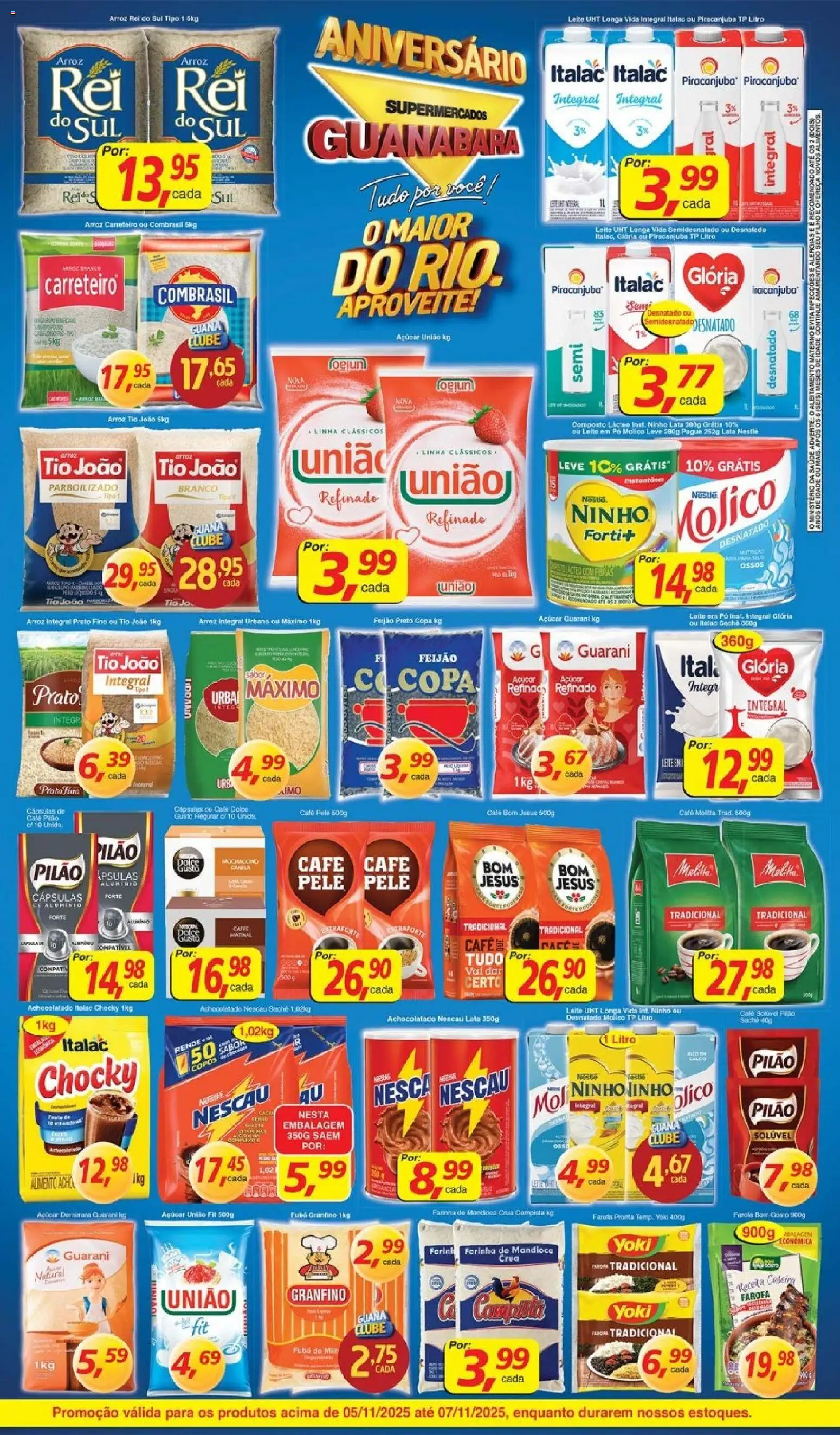 Supermercados Guanabara Folheto - válido de 05.11.2025 | Página: 2 | Produtos: Mandioca, Leite, Café, Leite em pó