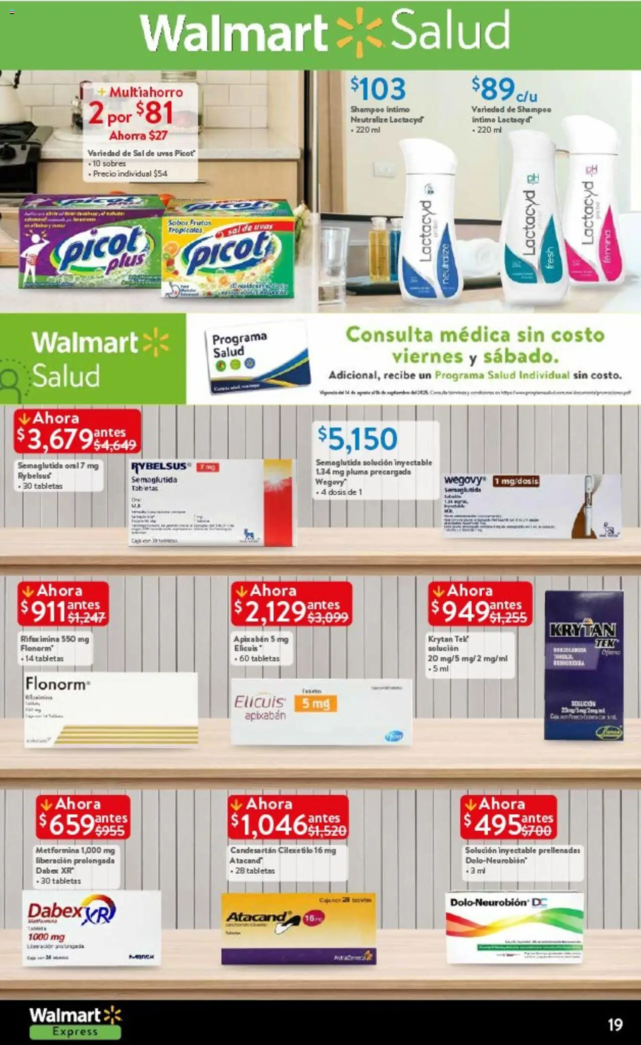 Nuevas ofertas de Walmart Express válidas en toda la República Mexicana desde el 14.08.2025. ¡Encuentra las mejores ofertas en Walmart Express - Folleto! | Página: 19 | Productos: Sal, Caja, Tableta