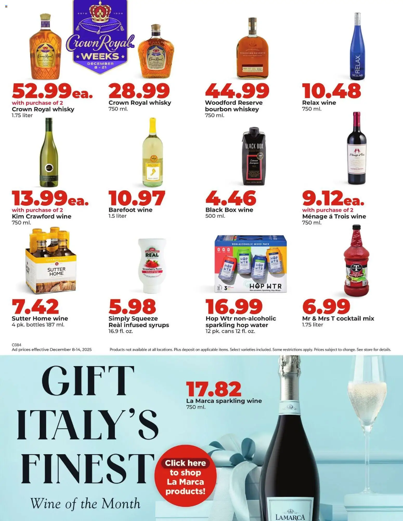 HyVee Weekly Ad - valid from 08.12.2025 | Page: 42 | Products: Box, Wine, Whiskey, Water