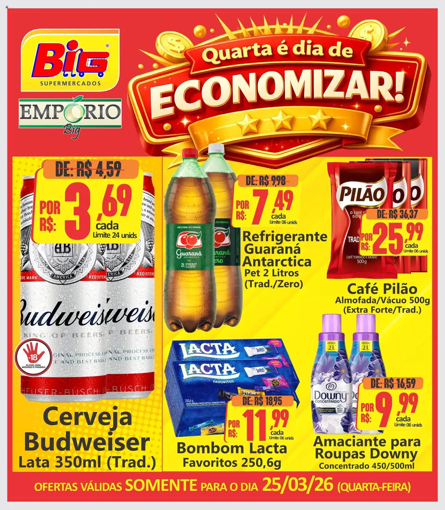 Big Supermercados Folheto - válido de 25.03.2026 | Página: 1 | Produtos: Café, Roupas, Café pilão, Bombom