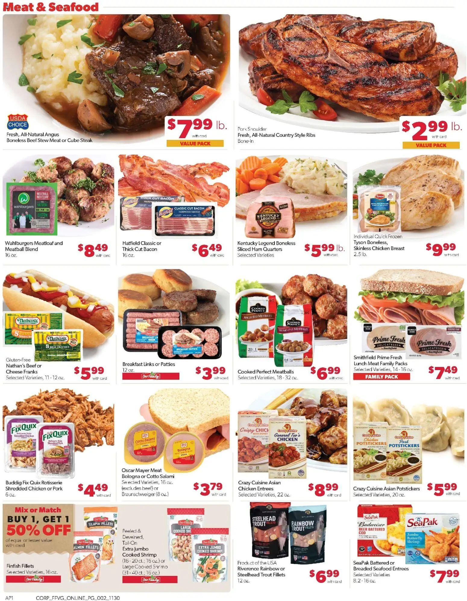 Family Fare Weekly Ad - valid from 30.11.2025 | Page: 7 | Products: Salami, Beer, Beef, Seafood