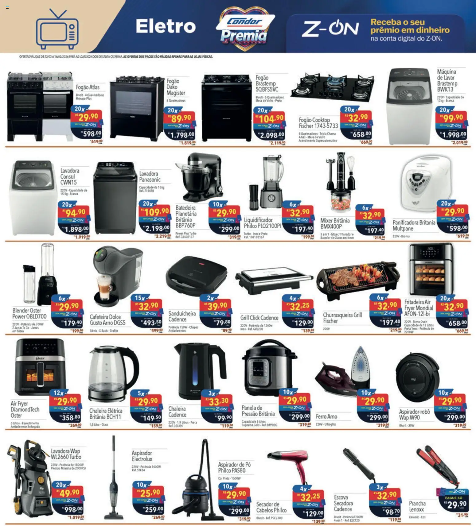 Supermercados Condor Folheto - válido de 23.02.2026 | Página: 29 | Produtos: Aspirador de pó, Sanduicheira, Panela, Mesa