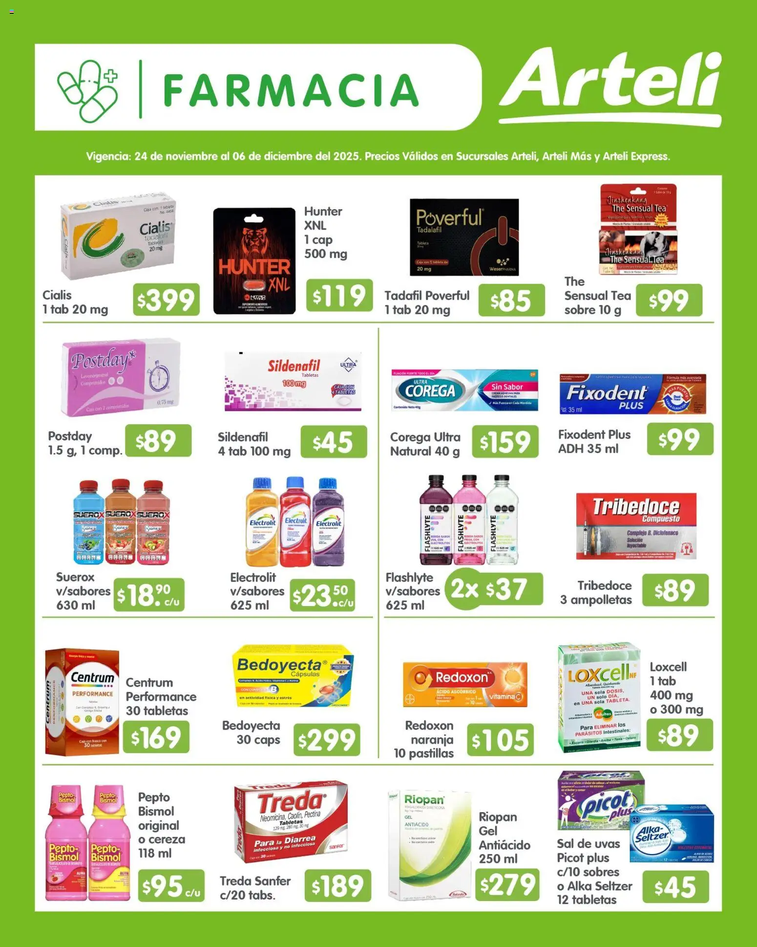 Nuevas ofertas de Arteli válidas en toda la República Mexicana desde el 24.11.2025. ¡Encuentra las mejores ofertas en Arteli folleto Quincenal! | Página: 9 | Productos: Sal, Frasco, Antiácido, Tableta