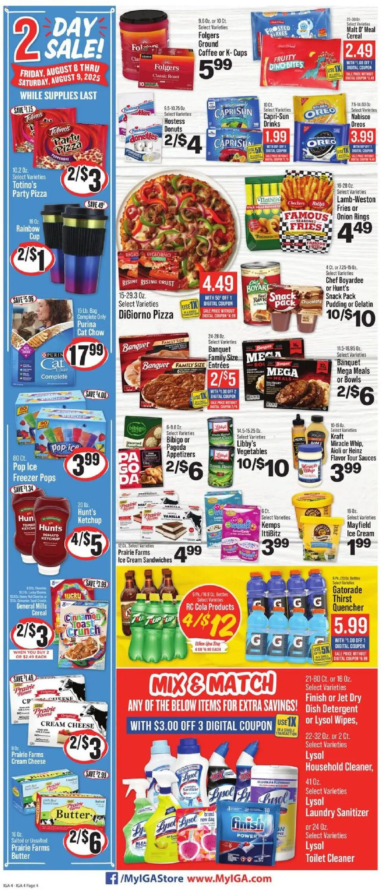 IGA Weekly Ad - valid from 06.08.2025 | Page: 4 | Products: Cheese, Ketchup, Cream, Flakes