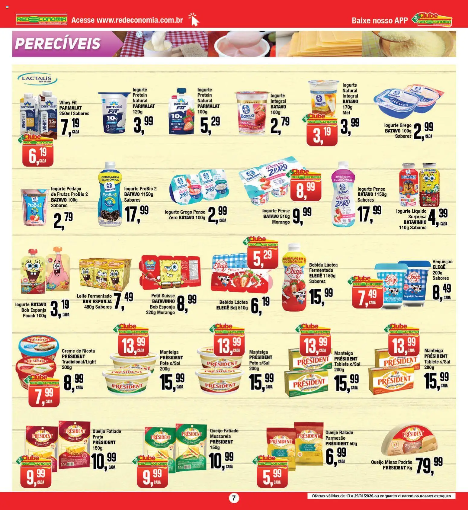 RedEconomia Folheto - válido de 12.01.2026 | Página: 7 | Produtos: Leite, Manteiga, Parmesão, Leite fermentado