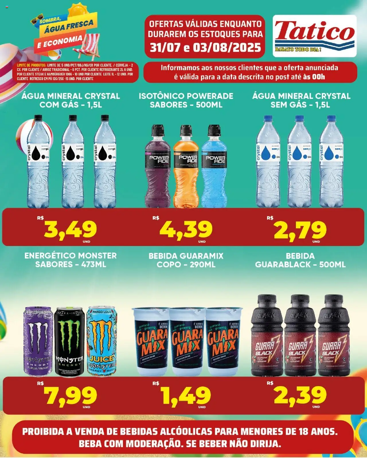 Tatico Folheto - válido de 31.07.2025 | Página: 2 | Produtos: Refresco, Guaraná, Água mineral, Açaí