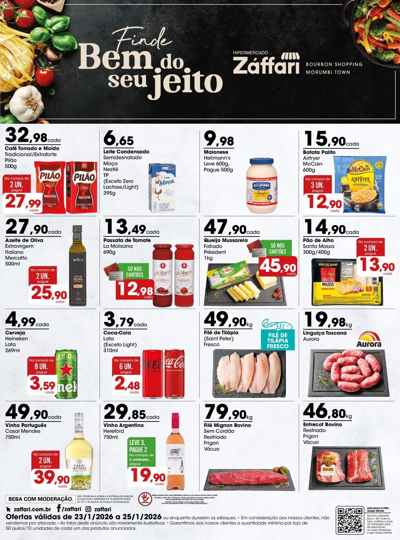 Zaffari Folheto - válido de 23.01.2026 | Página: 1 | Produtos: Bourbon, Batata, Leite condensado, Mussarela