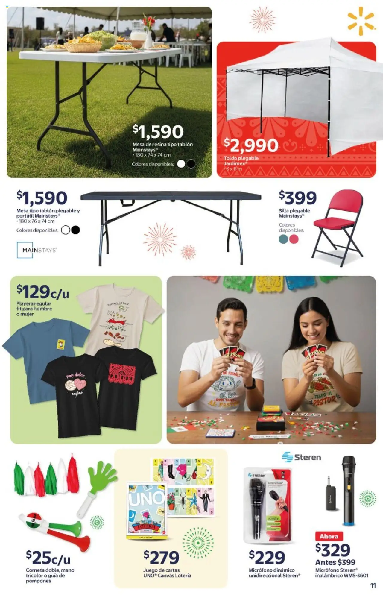 Nuevas ofertas de Walmart válidas en toda la República Mexicana desde el 08.09.2025. ¡Encuentra las mejores ofertas en Walmart - Folleto Tu Noche Mexicana! | Página: 11 | Productos: Pan dulce, Pan, Micrófono, Playera