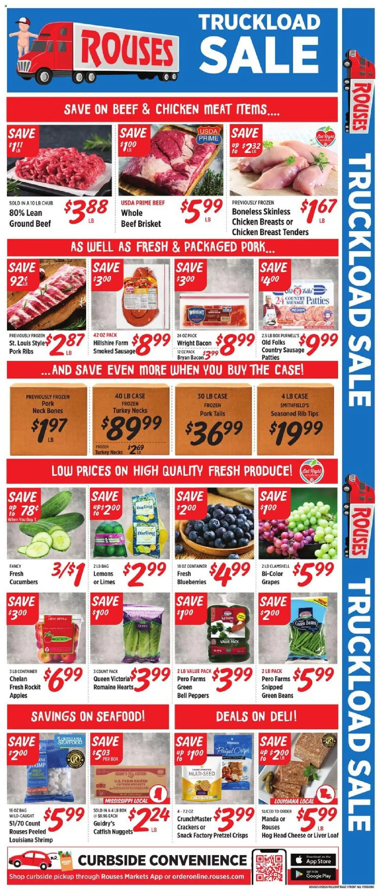 Rouses Weekly Ad - MS - valid from 28.01.2026 | Page: 3 | Products: Romaine, Cheese, Cucumbers, Bag