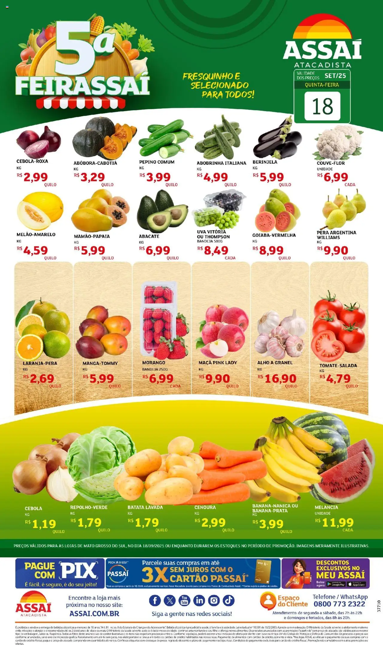 Assaí Atacadista Folheto - válido de 18.09.2025 | Página: 1 | Produtos: Melancia, Abobrinha, Base, Bebida