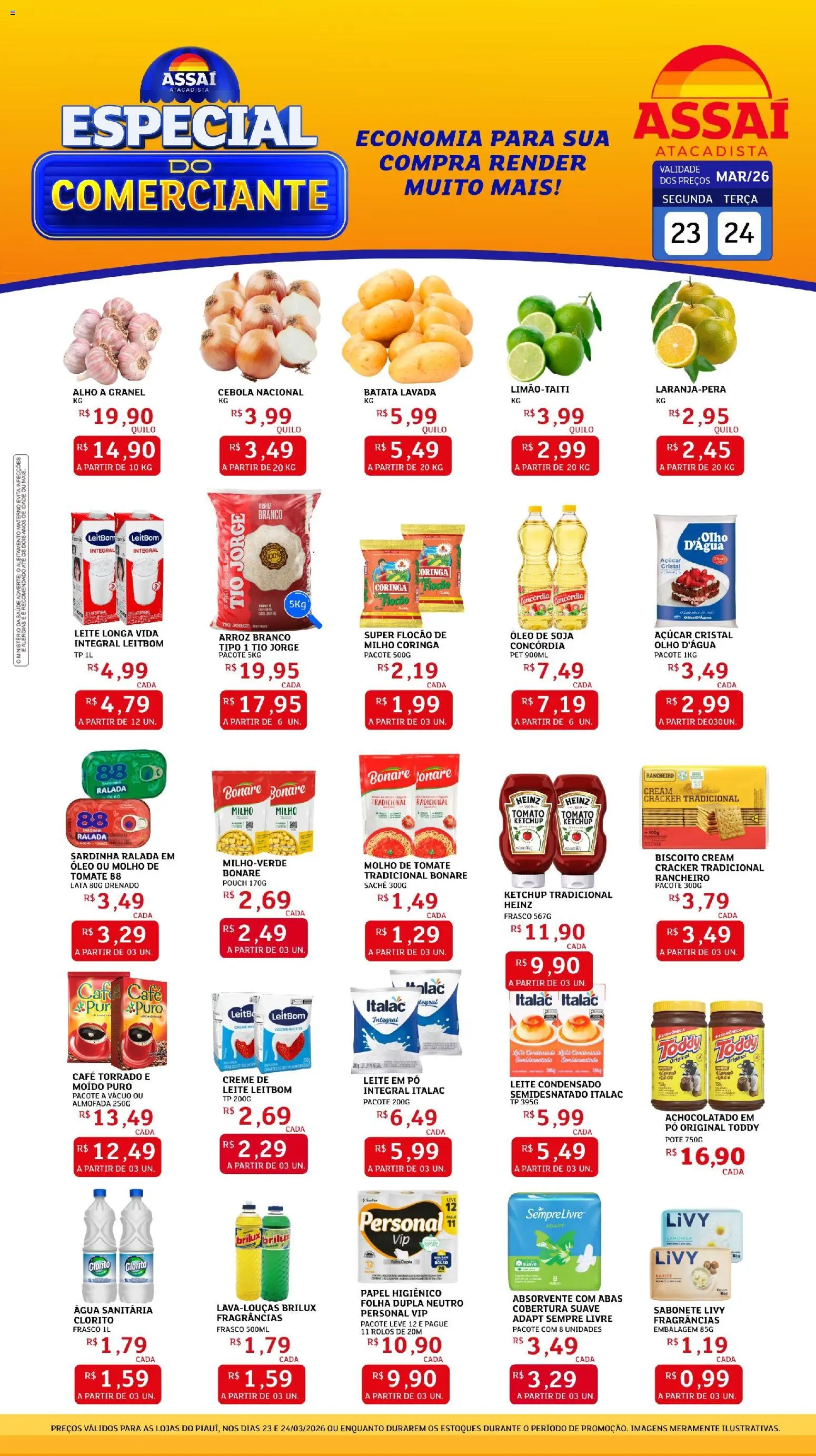 Assaí Atacadista Folheto - válido de 23.03.2026 | Página: 1 | Produtos: Óleo, Açúcar, Soja, Água sanitária