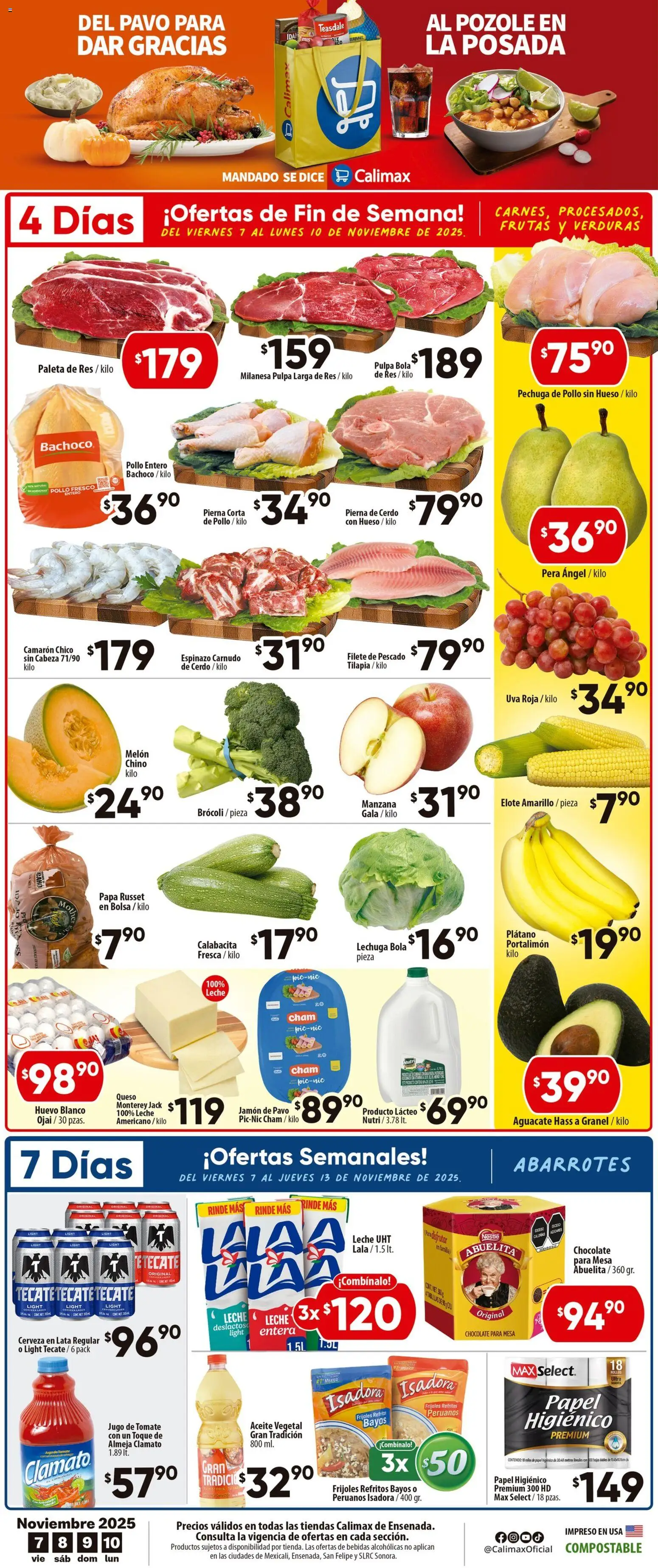 Nuevas ofertas de Calimax válidas en toda la República Mexicana desde el 07.11.2025. ¡Encuentra las mejores ofertas en Calimax folleto Ensenada! | Página: 1 | Productos: Aguacate, Jamón, Uva, Té