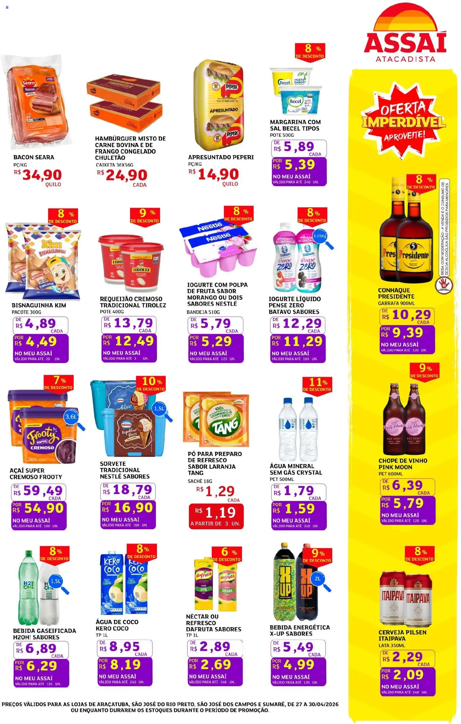 Assaí Atacadista Folheto - válido de 27.04.2026 | Página: 3 | Produtos: Goiaba, Pó, Conhaque, Cerveja
