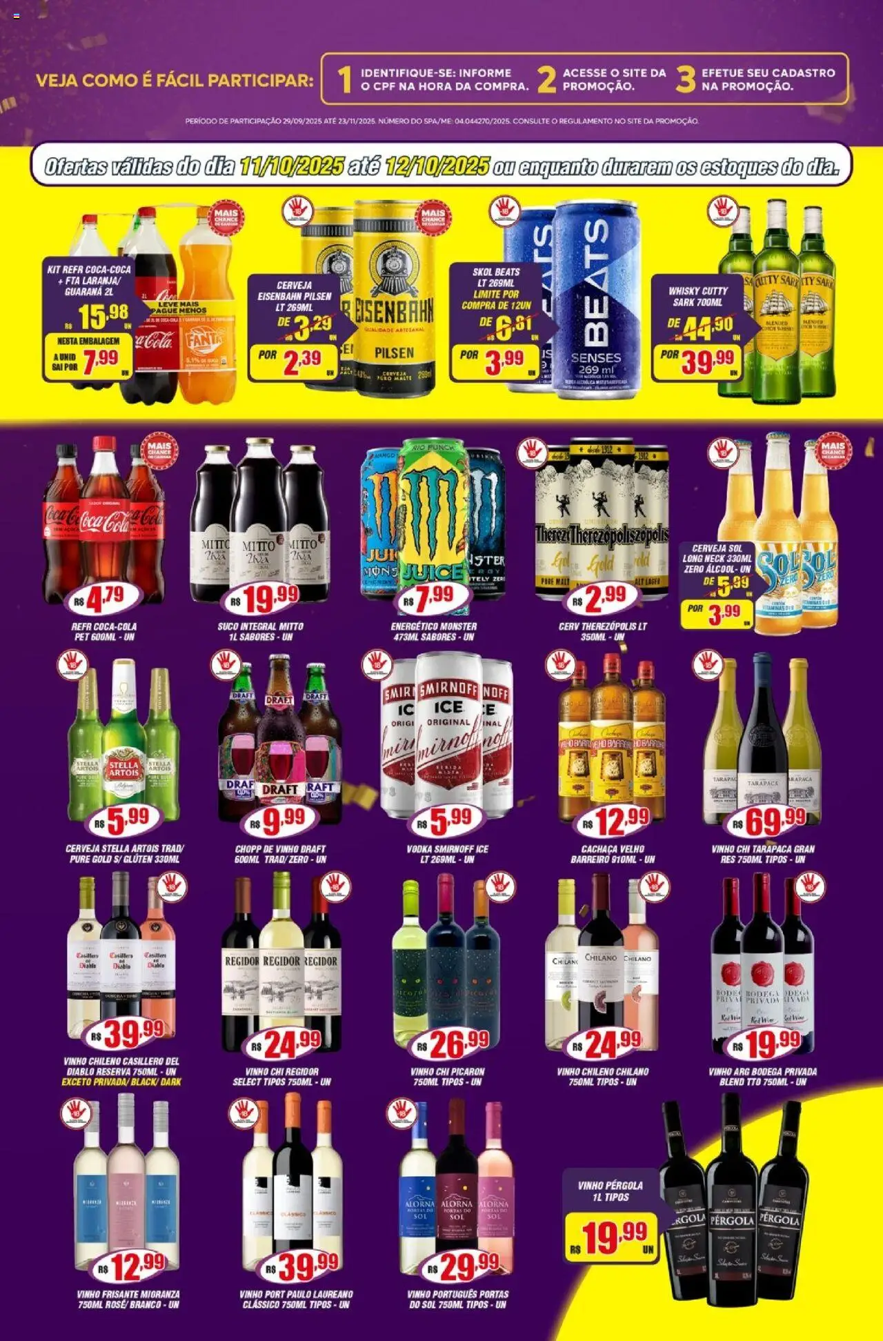 Violeta Supermercados Folheto - válido de 11.10.2025 | Página: 7 | Produtos: Cachaça, Whisky, Cola, Vodka