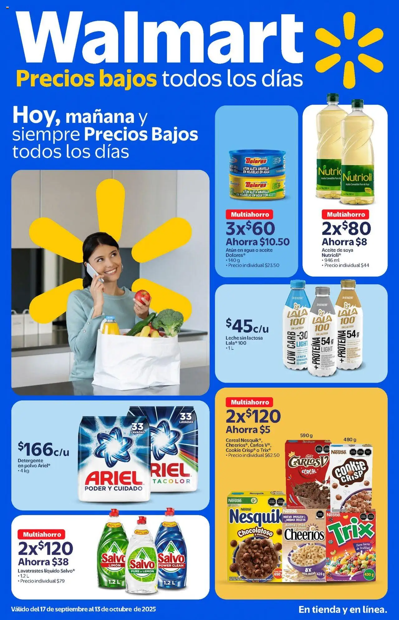 Nuevas ofertas de Walmart válidas en toda la República Mexicana desde el 17.09.2025. ¡Encuentra las mejores ofertas en Walmart - Folleto! | Página: 1 | Productos: Detergente, Agua, Limón, Leche