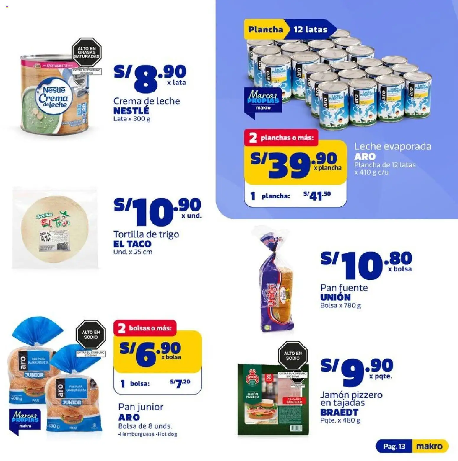 Catálogo Makro válido desde 26.03.2026 | Página: 13 | Productos: Pan, Jamón, Crema, Bolsa