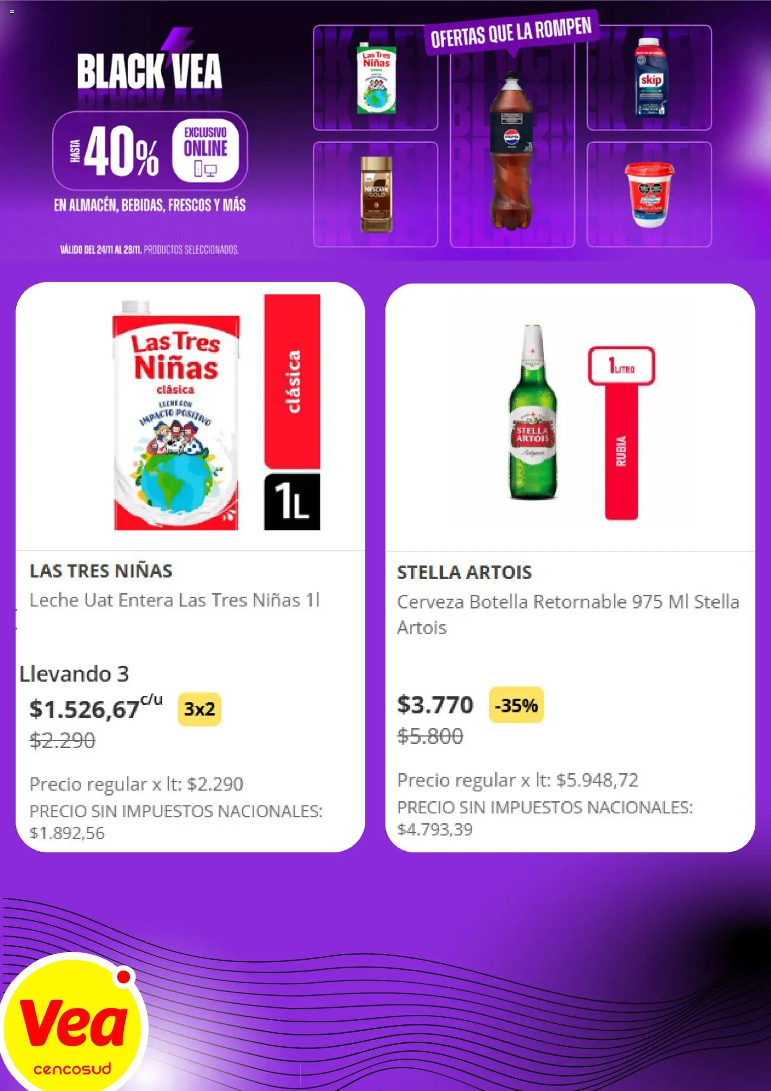 Vea - Black Friday │ válido desde el 24.11.2025 | Página: 4 | Productos: Botella, Leche, Cerveza