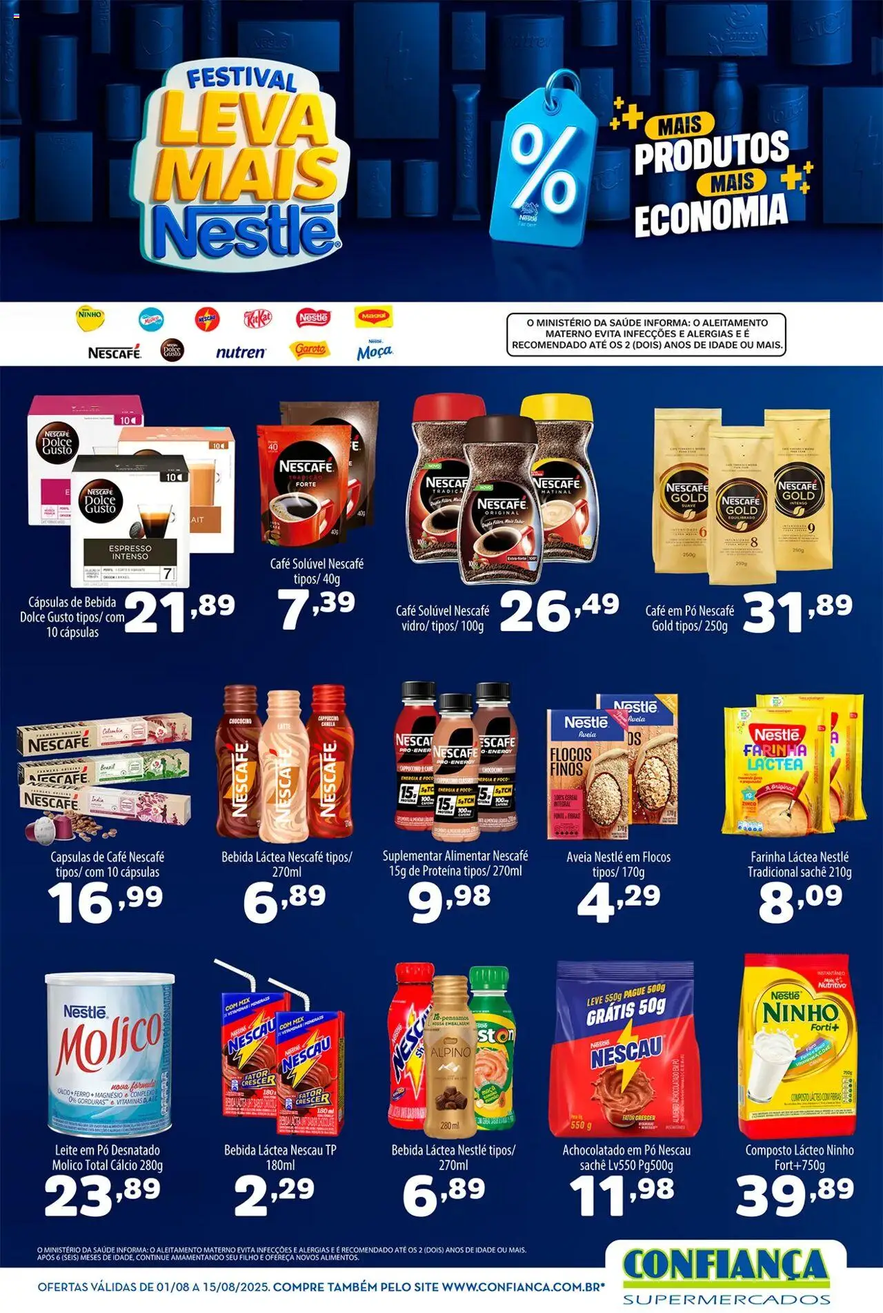 Confiança Folheto - válido de 01.08.2025 | Página: 1 | Produtos: Ferro, Leite, Café, Flocos