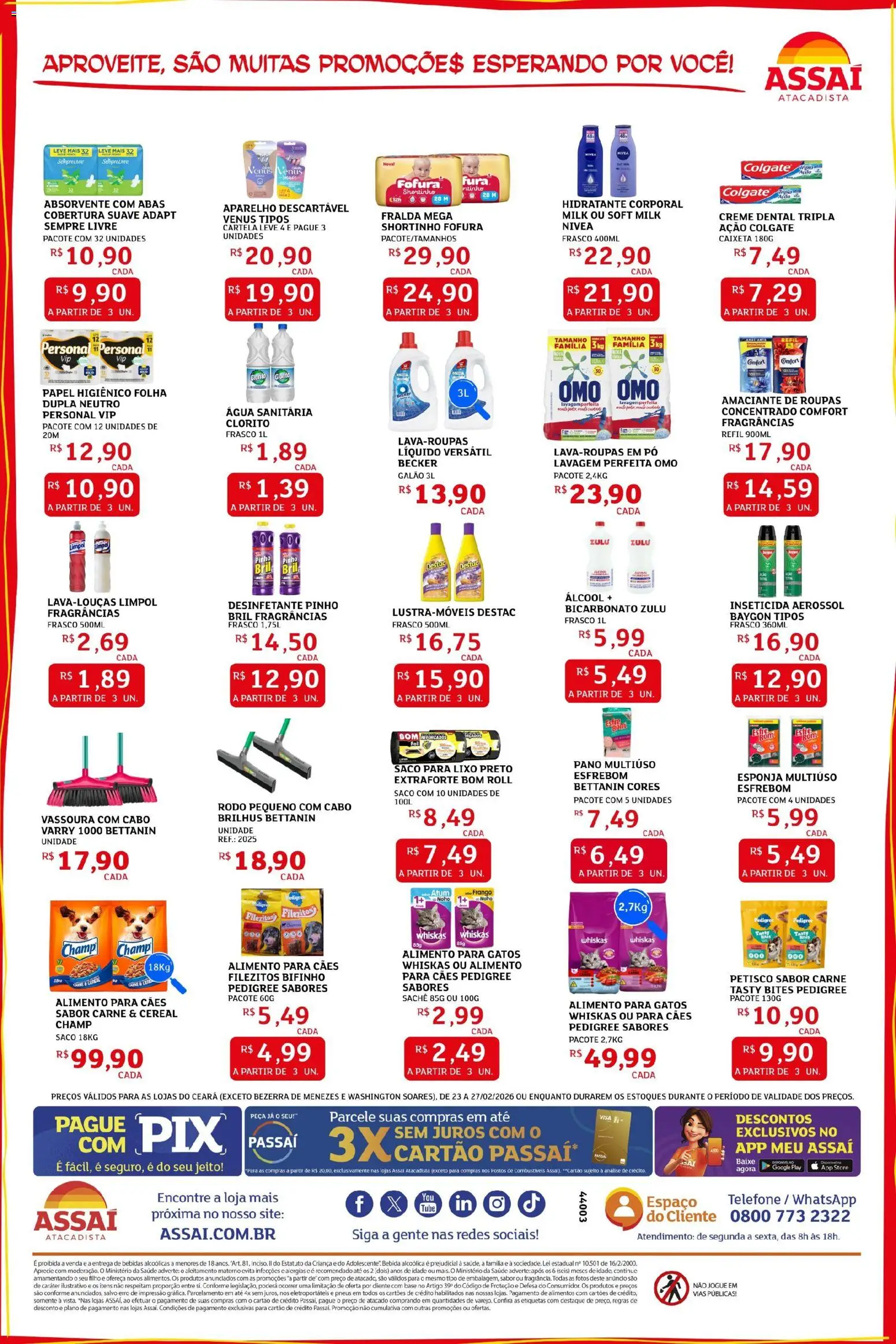 Assaí Atacadista Folheto - válido de 23.02.2026 | Página: 4 | Produtos: Hidratante corporal, Carne, Vassoura, Rodo