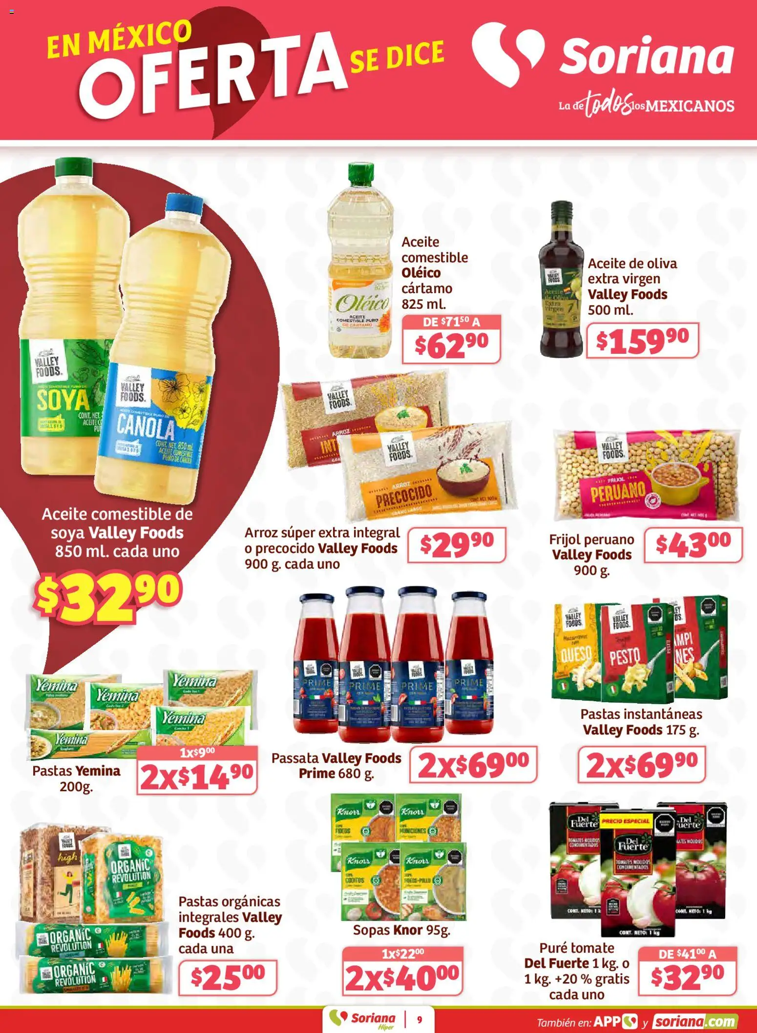 Nuevas ofertas de Soriana válidas en toda la República Mexicana desde el 02.01.2026. ¡Encuentra las mejores ofertas en Soriana - Preciazazaso Híper: Edo Mex, Gro, Hgo, Mor, Pue, Qto, Tlax, Ver! | Página: 9 | Productos: Tomate, Queso, Aceite, Arroz