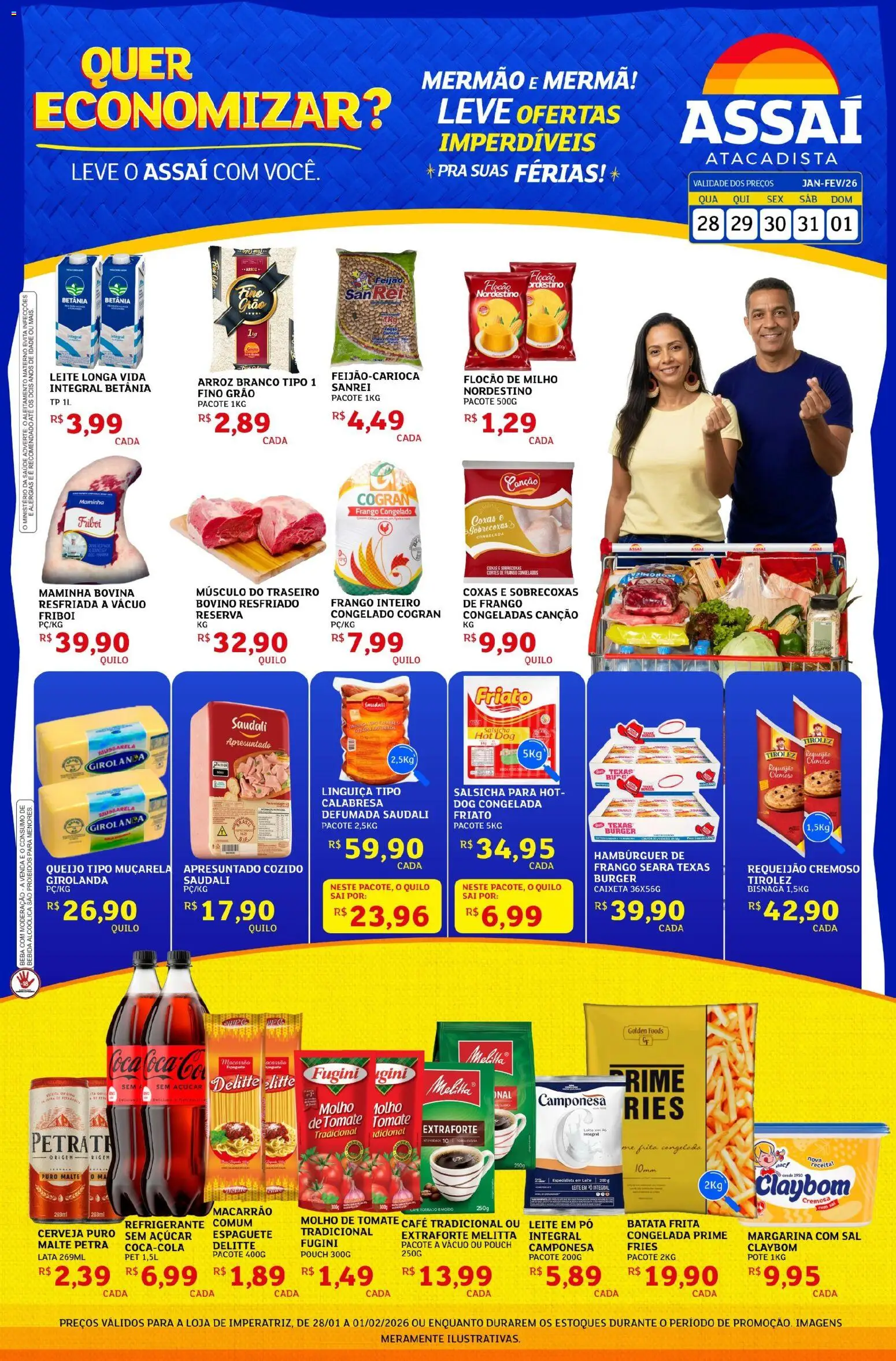 Assaí Atacadista Folheto - válido de 28.01.2026 | Página: 1 | Produtos: Pó, Queijo, Café, Hambúrguer