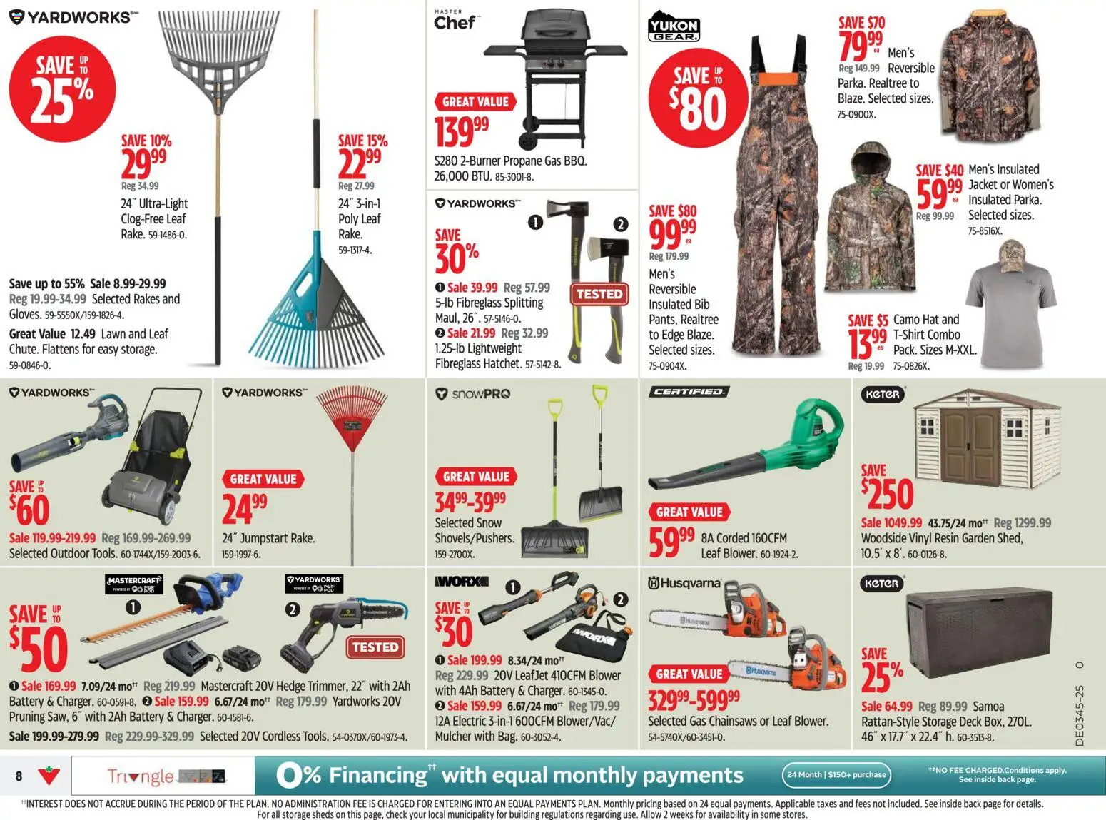 Canadian Tire flyer valid from 30.10.2025 | Page: 8 | Products: Hat, Battery, Tshirt, Jacket