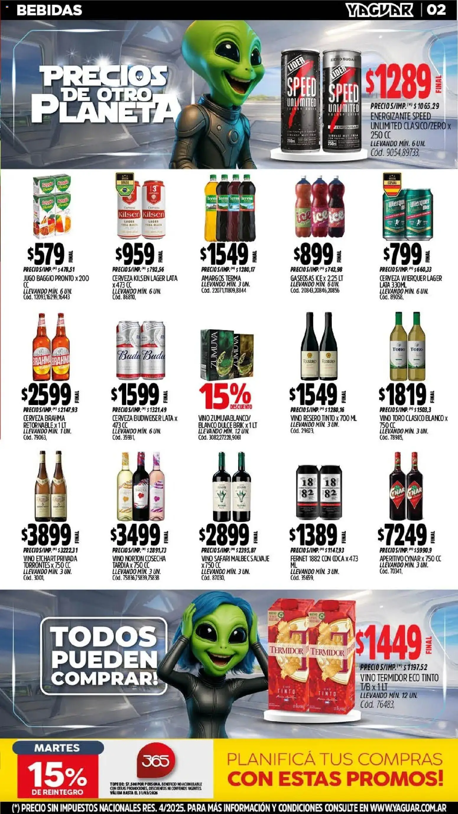 Yaguar - Oferta Semanal Jujuy │ válido desde el 09.03.2026 | Página: 2 | Productos: Fernet, Jugo, Vino, Cerveza