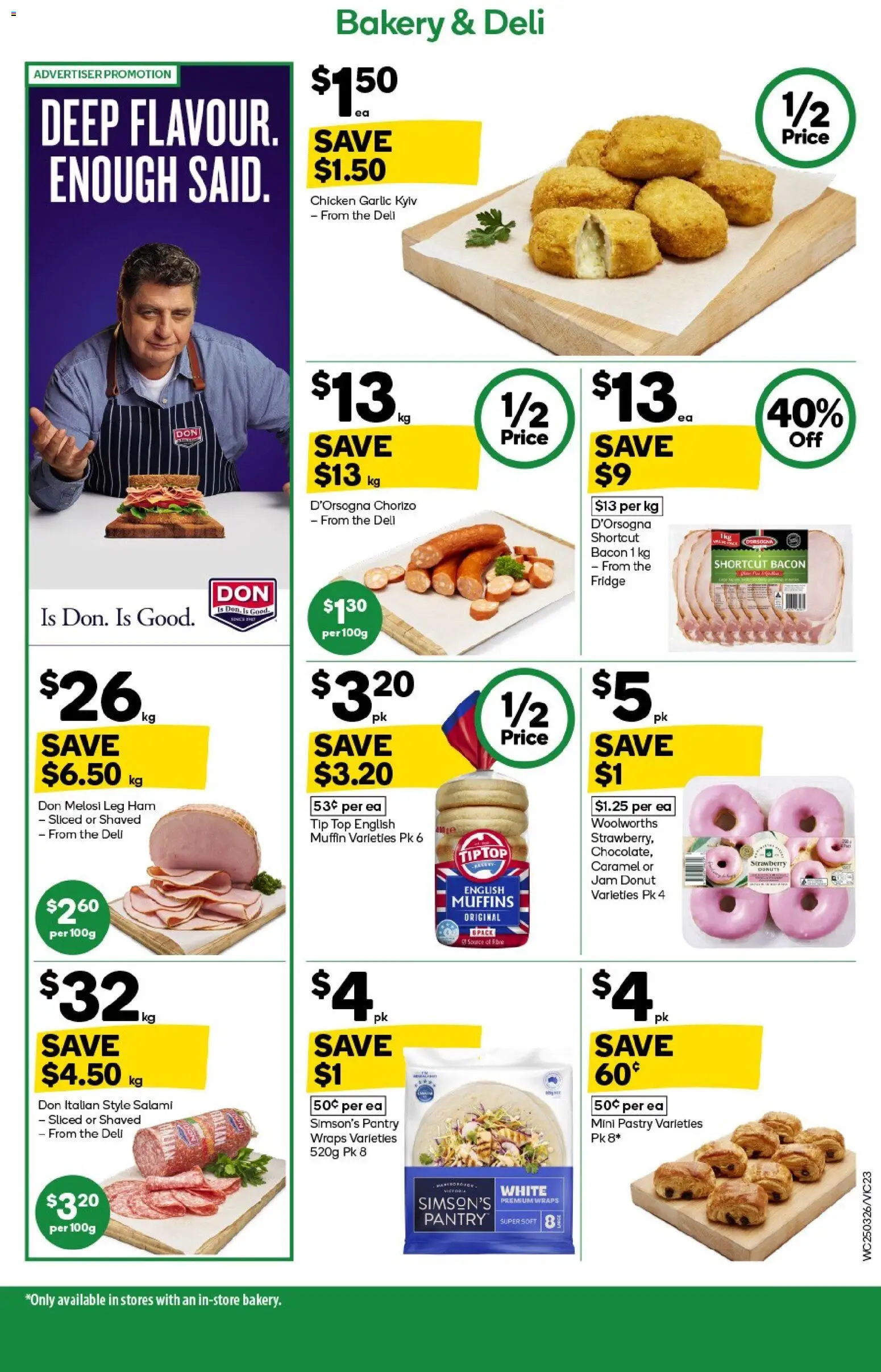 Woolworths catalogue - valid from 25.03.2026 | Page: 23 | Products: Donuts, Ham, Garlic, Bakery