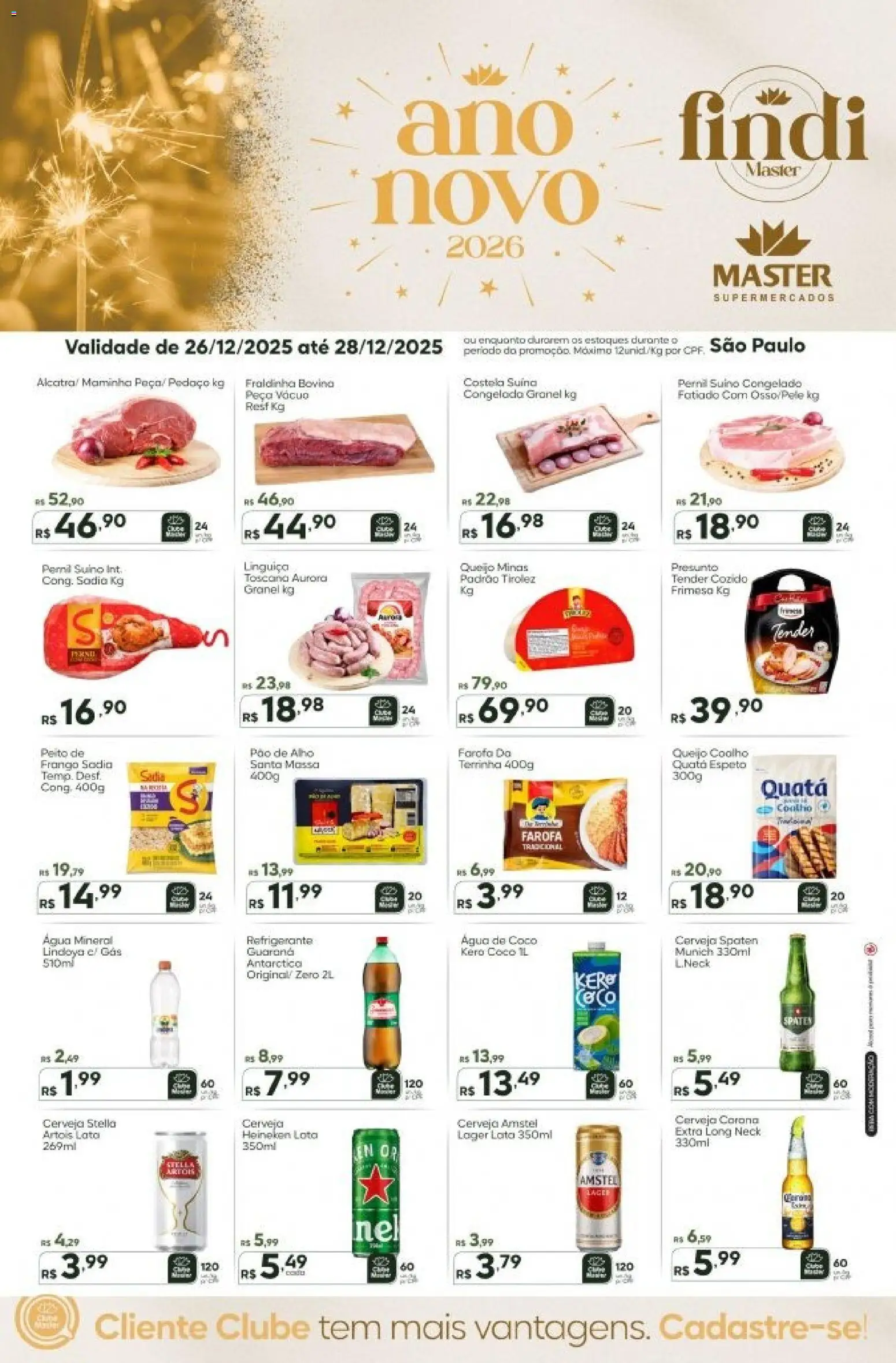 Master Folheto - válido de 26.12.2025 | Página: 1 | Produtos: Tender, Água de coco, Cerveja, Frango