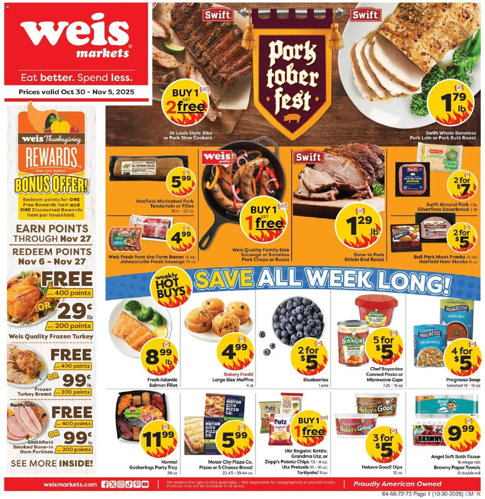 Weis Weekly Circular - VA - valid from 30.10.2025 | Page: 1 | Products: Bakery, Chips, Sausage, Onion