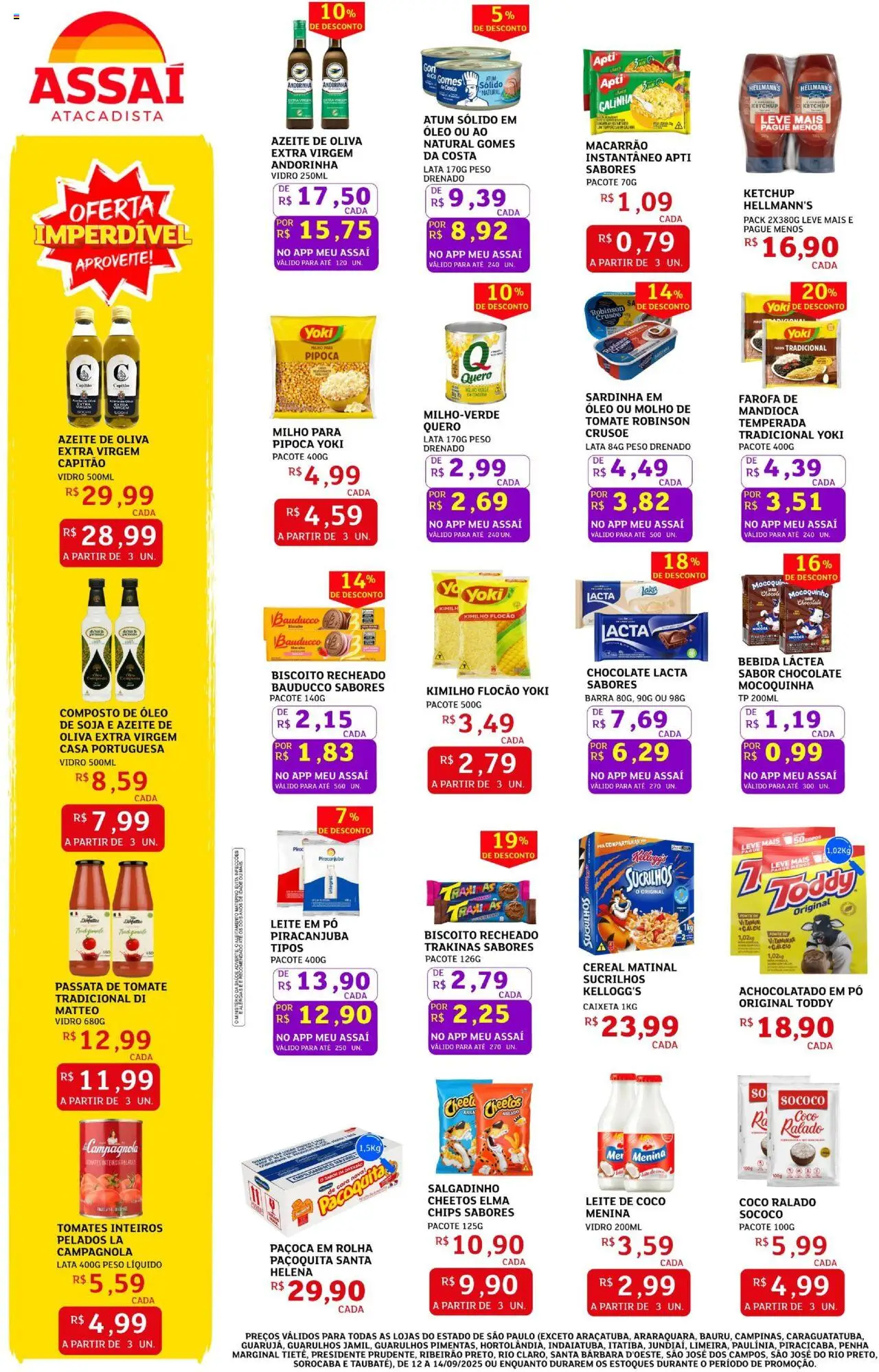 Assaí Atacadista Folheto - válido de 12.09.2025 | Página: 2 | Produtos: Tomates, Copos, Paçoca, Pipoca