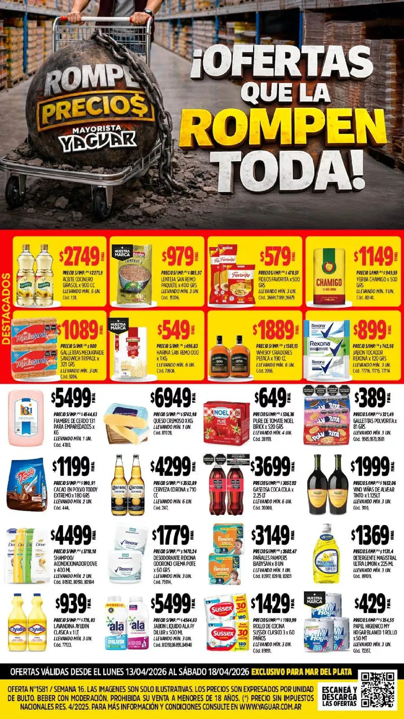 Yaguar - Oferta Semanal Mar del Plata │ válido desde el 13.04.2026 | Página: 1 | Productos: Cocina, Lentejas, Detergente, Cacao