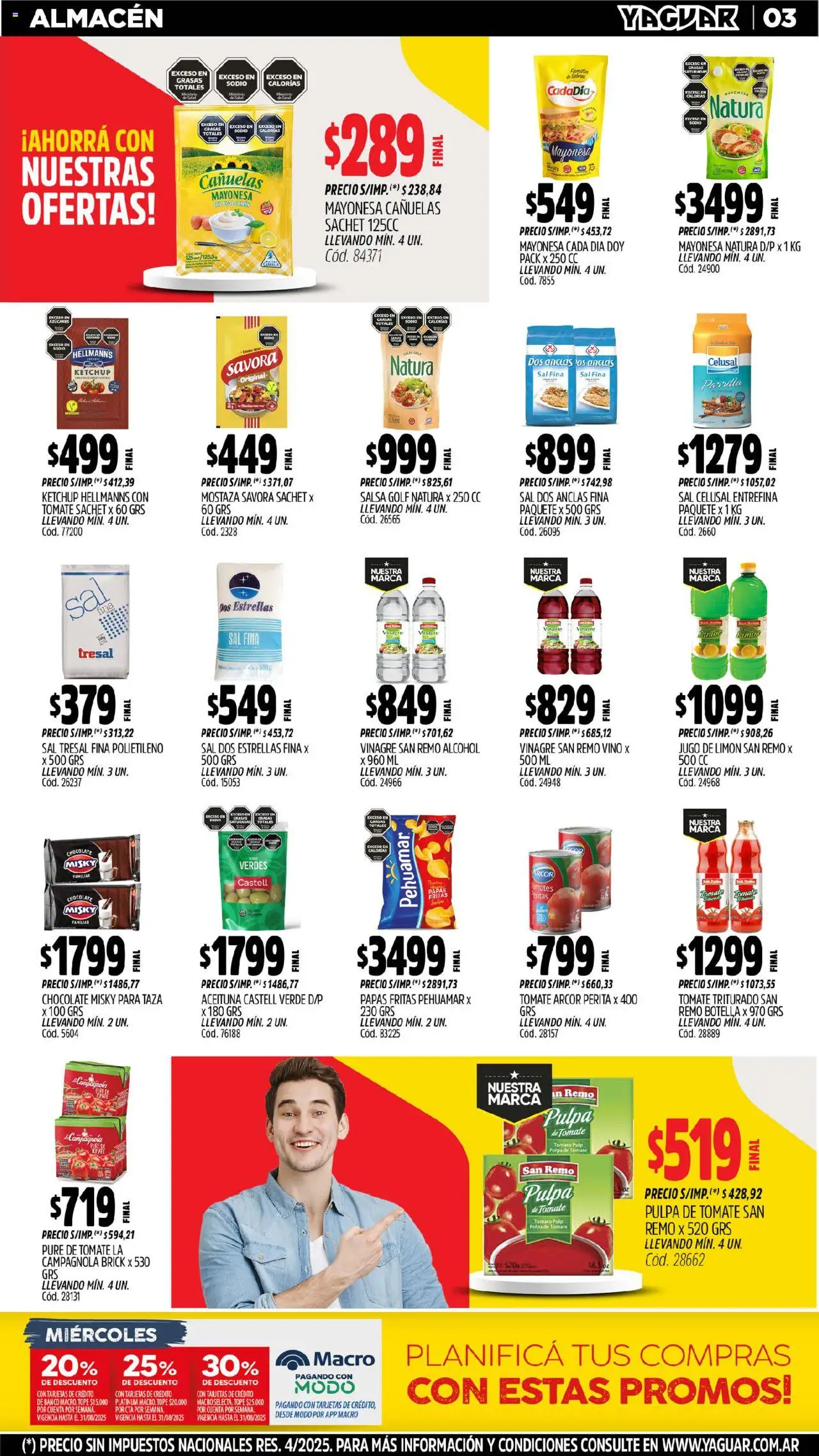 Yaguar - Córdoba │ válido desde el 18.08.2025 | Página: 3 | Productos: Ketchup, Mostaza, Tomate, Limón