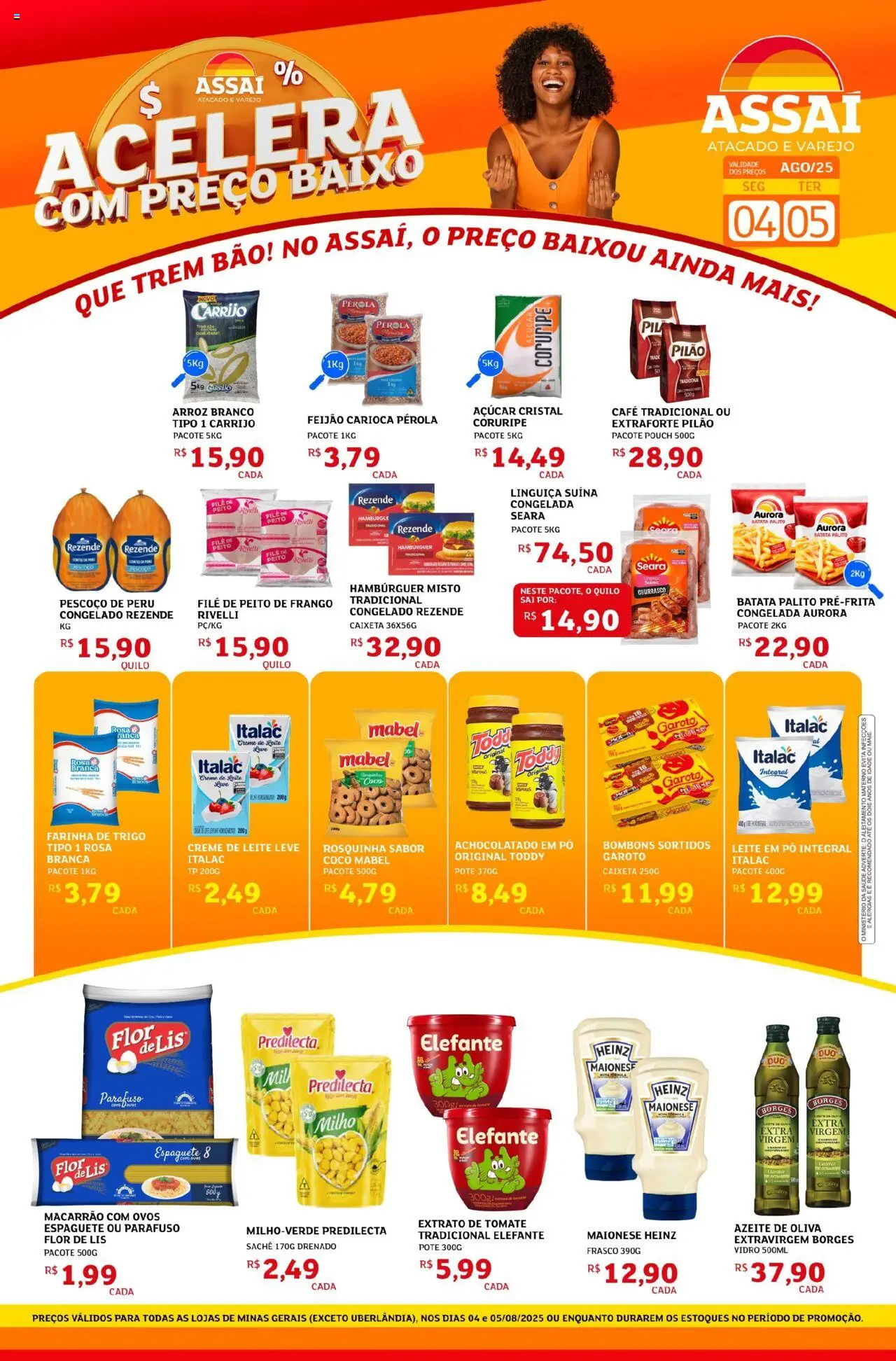 Assaí Atacadista Folheto - válido de 04.08.2025 | Página: 1 | Produtos: Ovos, Hambúrguer, Frango, Leite em pó
