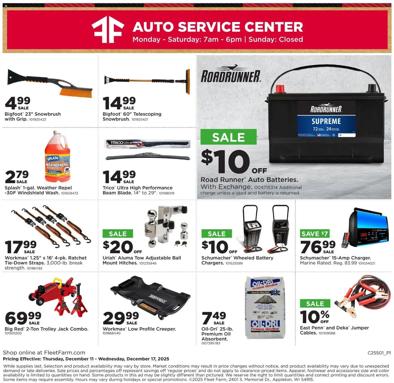 Mills Fleet Farm Weekly Ad - valid from 11.12.2025 | Page: 31 | Products: Battery, Ratchet, Oil, Windshield