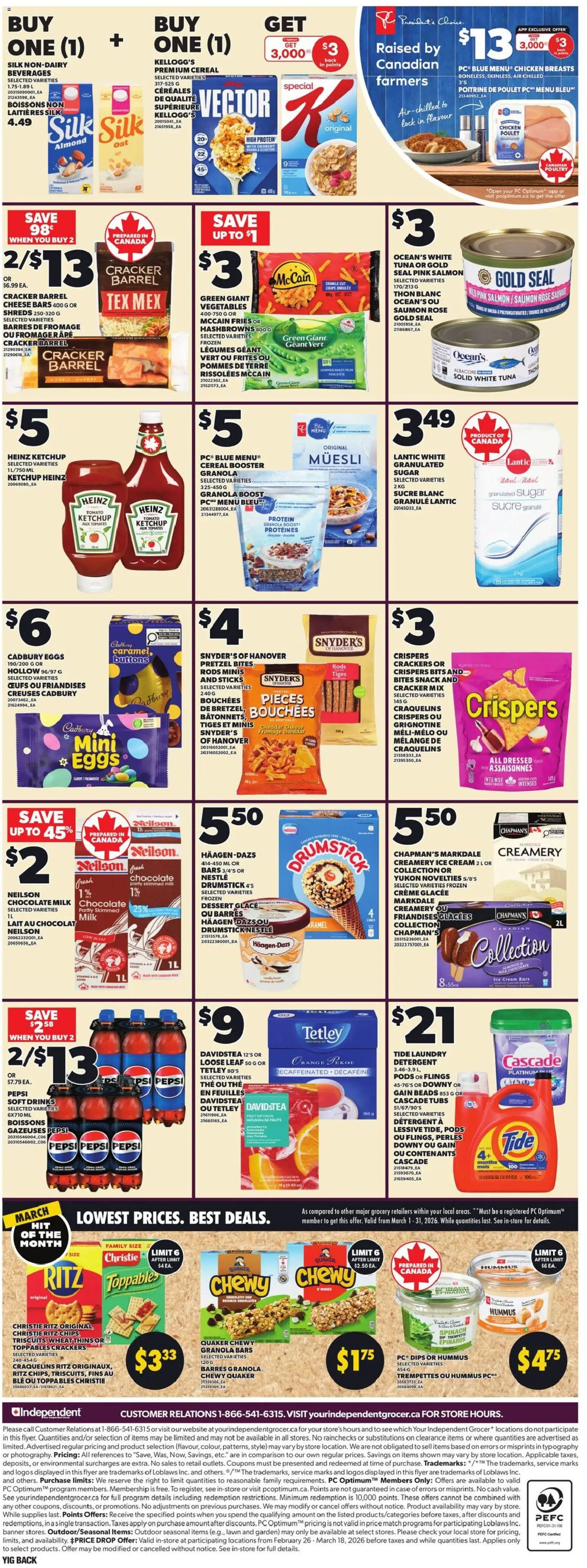 Independent Grocer flyer valid from 05.03.2026 | Page: 4 | Products: Ice cream, Chicken breasts, Case, Eggs