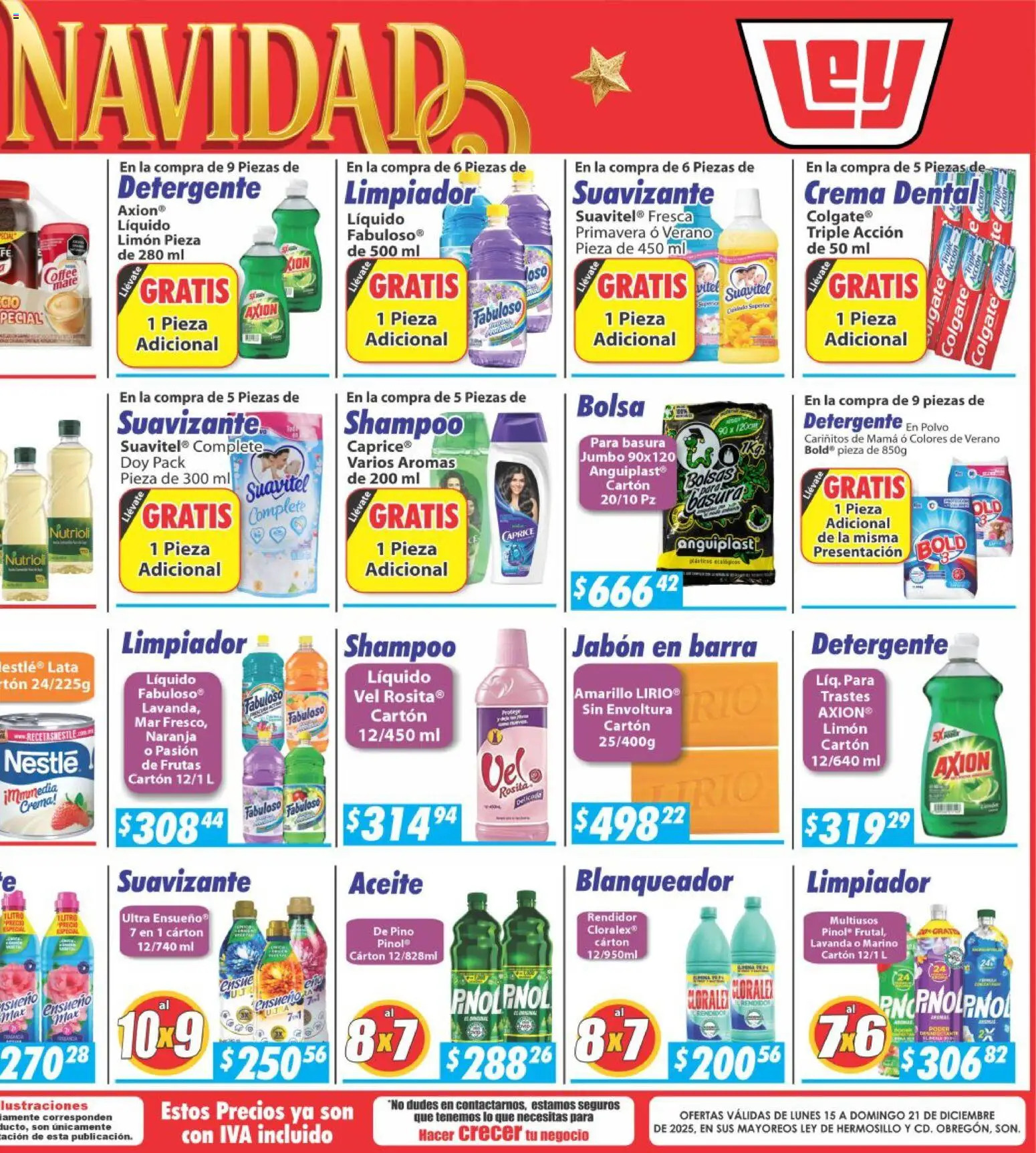 Nuevas ofertas de Casa Ley válidas en toda la República Mexicana desde el 15.12.2025. ¡Encuentra las mejores ofertas en Casa Ley folleto Hermosillo! | Página: 5 | Productos: Crema, Bolsa, Aceite, Jabón