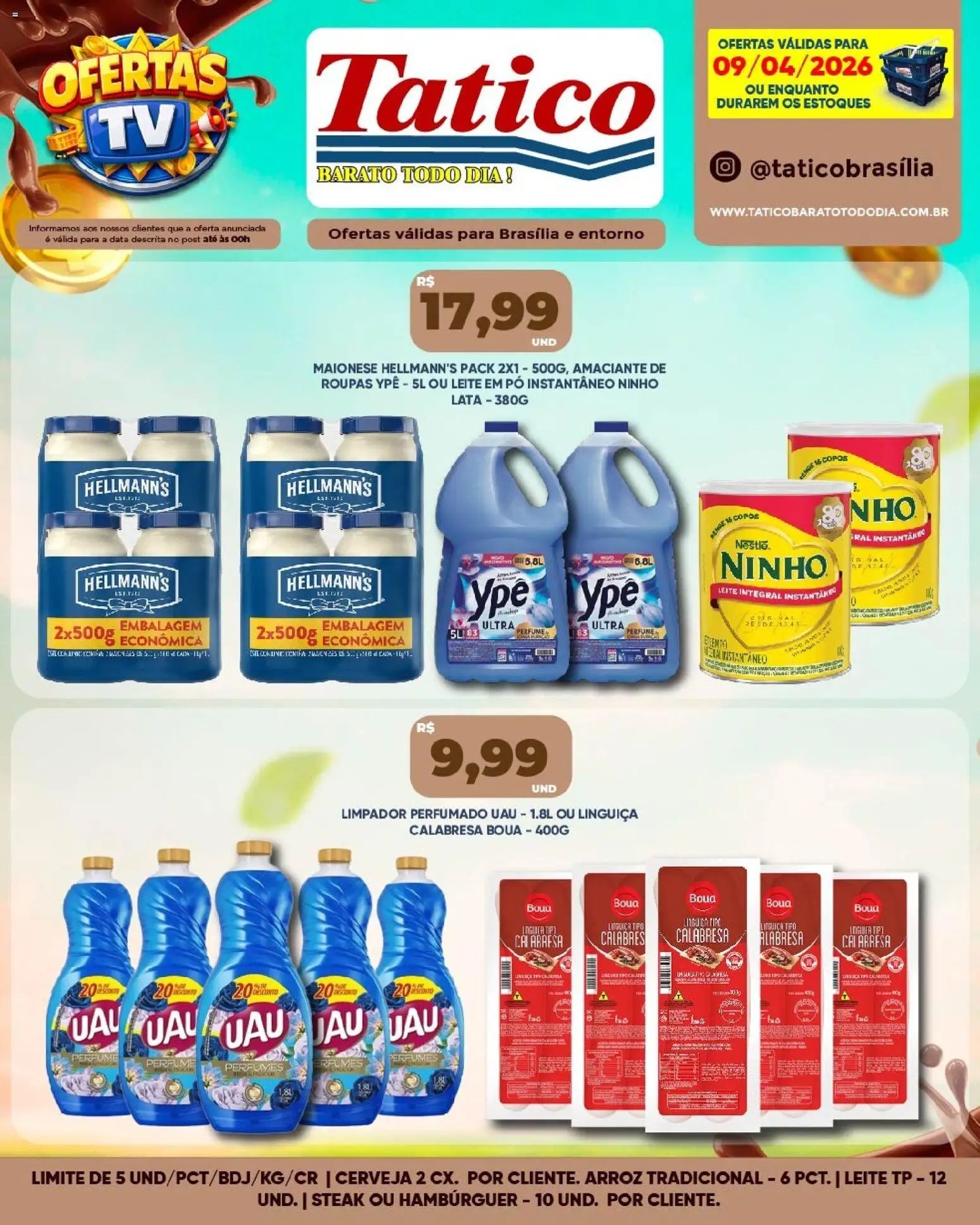 Tatico Folheto - válido de 09.04.2026 | Página: 10 | Produtos: Perfume, Leite integral, Linguiça, Copos