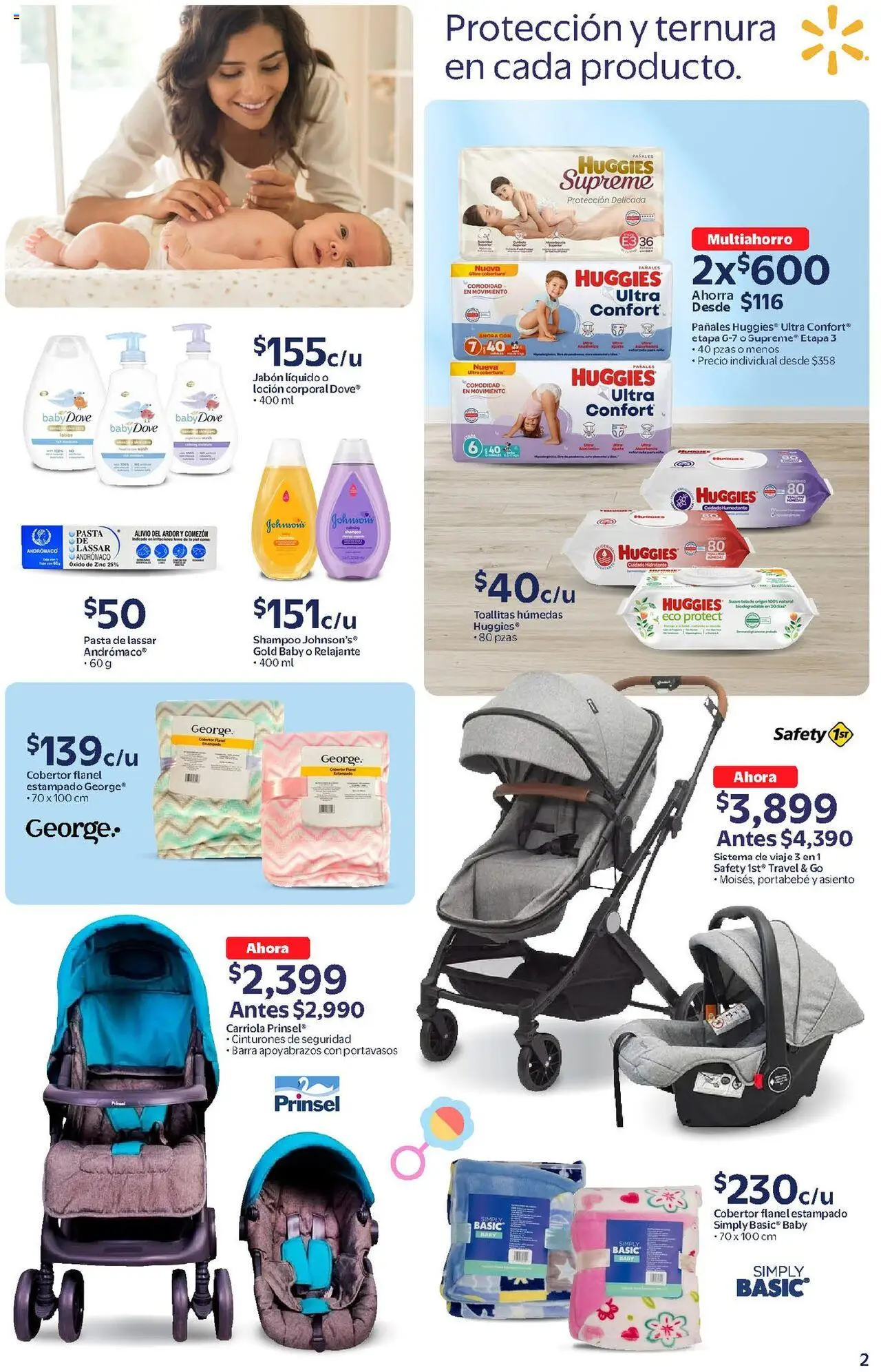 Nuevas ofertas de Walmart válidas en toda la República Mexicana desde el 14.08.2025. ¡Encuentra las mejores ofertas en Walmart - Folleto Bebé! | Página: 2 | Productos: Carriola, Jabón líquido, Loción, Jabón