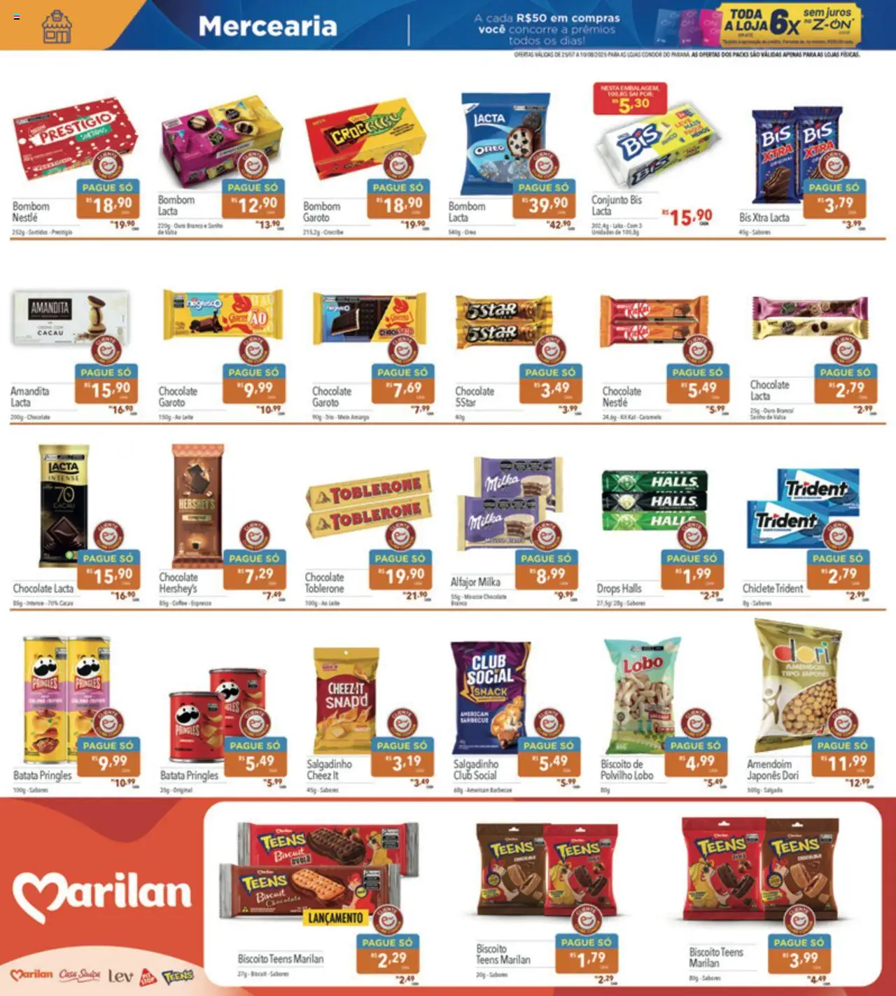 Supermercados Condor Folheto - válido de 25.07.2025 | Página: 8 | Produtos: Biscoito, Polvilho, Creme, Bombom