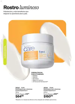 Vista previa de Iluminadora con vitaminas Crema facial 5 en 1, Crema facial iluminadora con vitaminas, 5 en 1. Ilumina, suaviza, revitaliza, mejora la textura, 24 horas de hidratación., nuevo folleto de la tienda, válido en México a partir del 02.04.2026 | Página: 160