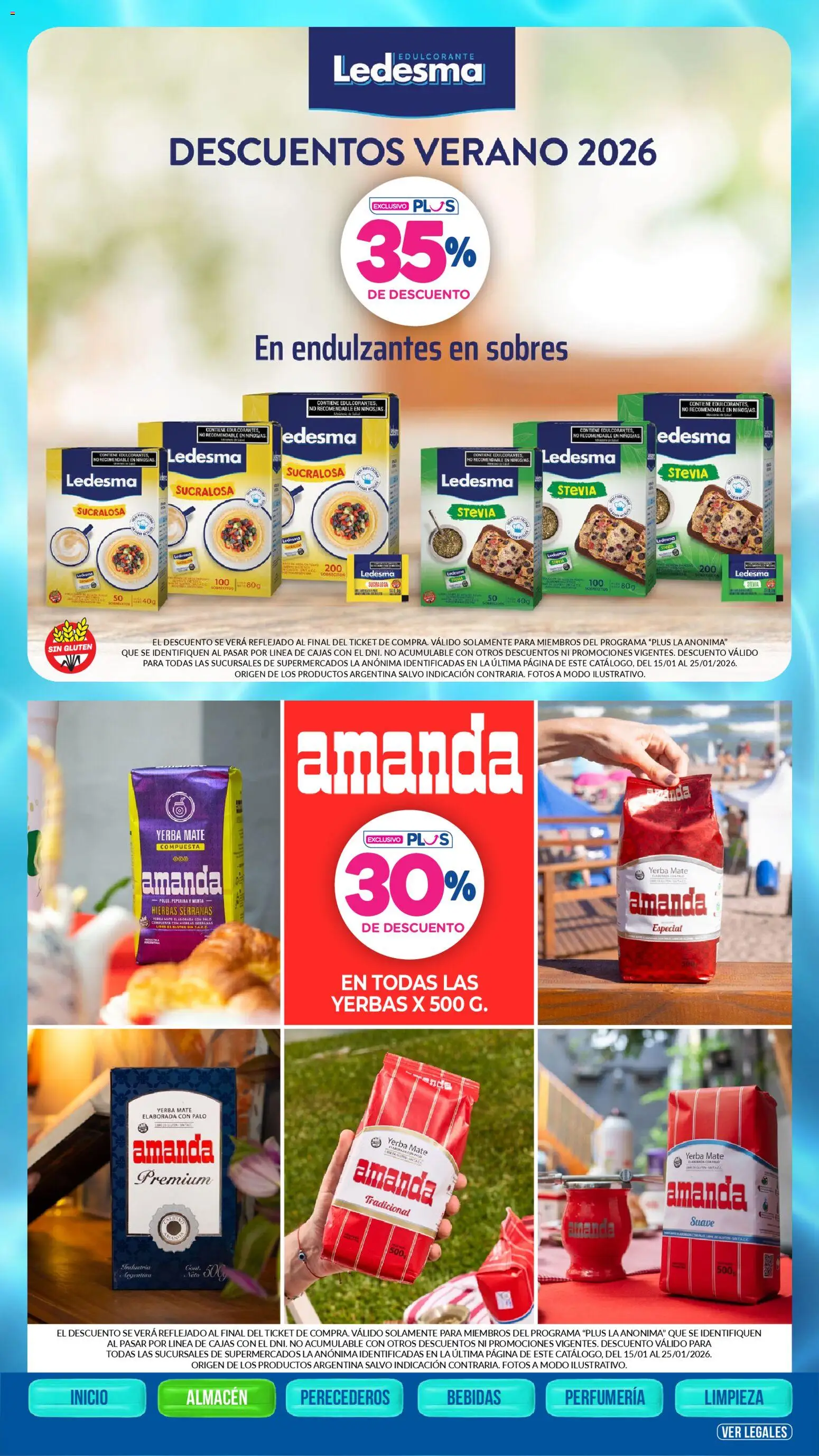 La Anonima catálogo │ válido desde el 15.01.2026 | Página: 14 | Productos: Mate, Yerba, Edulcorante