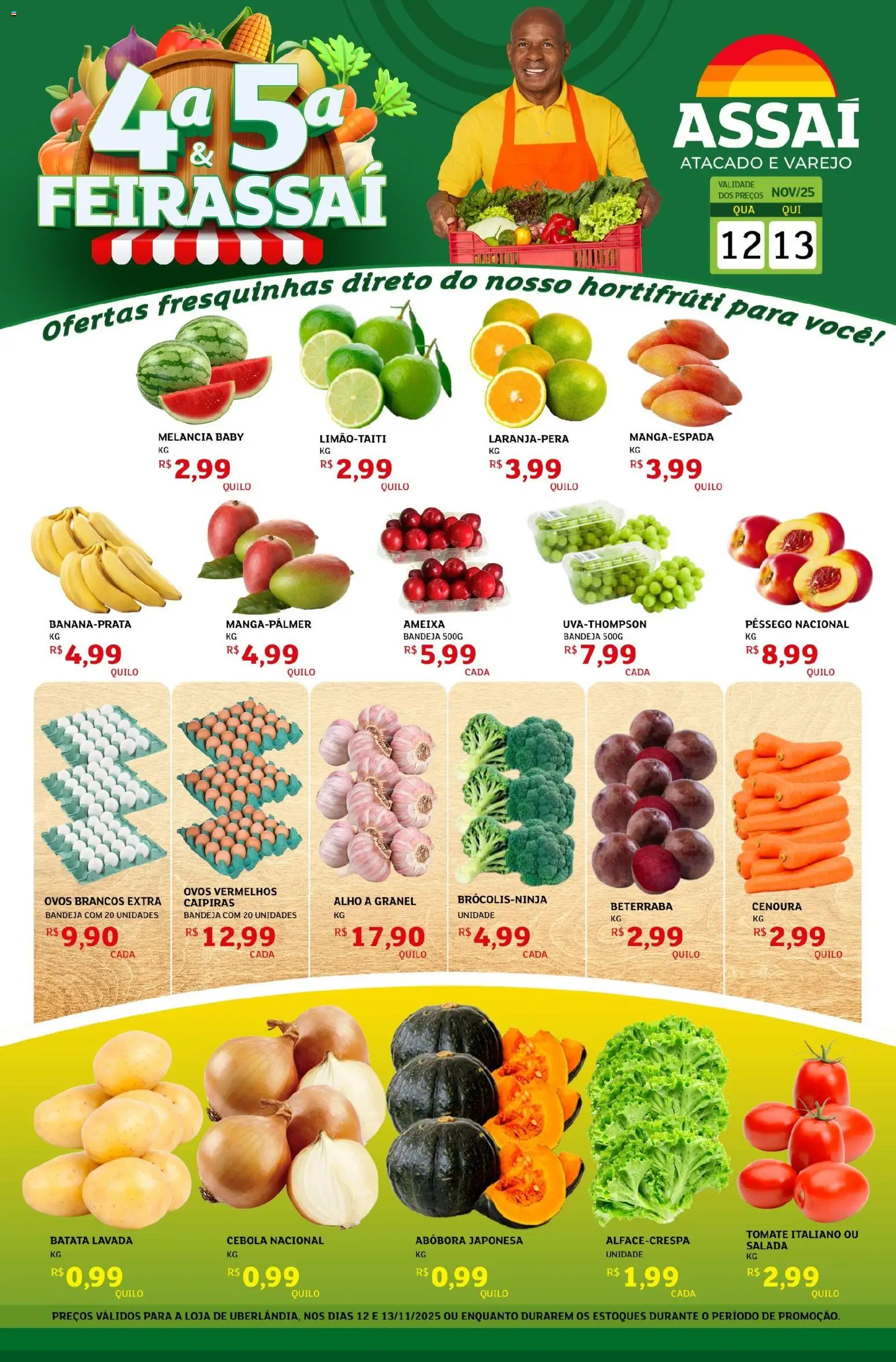 Assaí Atacadista Folheto - válido de 12.11.2025 | Página: 1 | Produtos: Pêssego, Abóbora, Batata, Ameixa