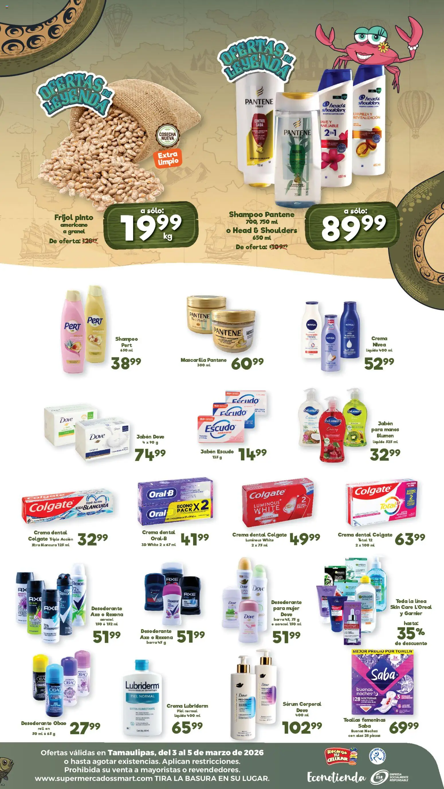 Nuevas ofertas de S-Mart válidas en toda la República Mexicana desde el 03.03.2026. ¡Encuentra las mejores ofertas en S-Mart folleto Ofertas de feria Matamoros! | Página: 2 | Productos: Serum, Toallas, Mascarilla, Jabón