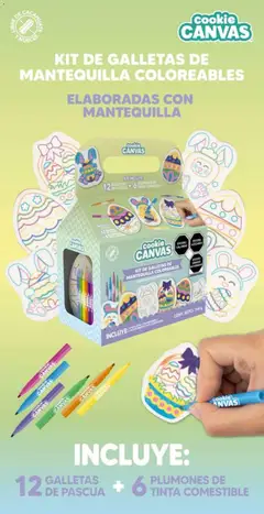 Vista previa de KIT DE GALLETAS DE MANTEQUILLA COLOREABLES, Kit de galletas de mantequilla coloreables, elaboradas con mantequilla. Incluye 12 galletas de pascua y 6 plumones de tinta comestible., nuevo folleto de la tienda, válido en México a partir del 26.01.2026 | Página: 25