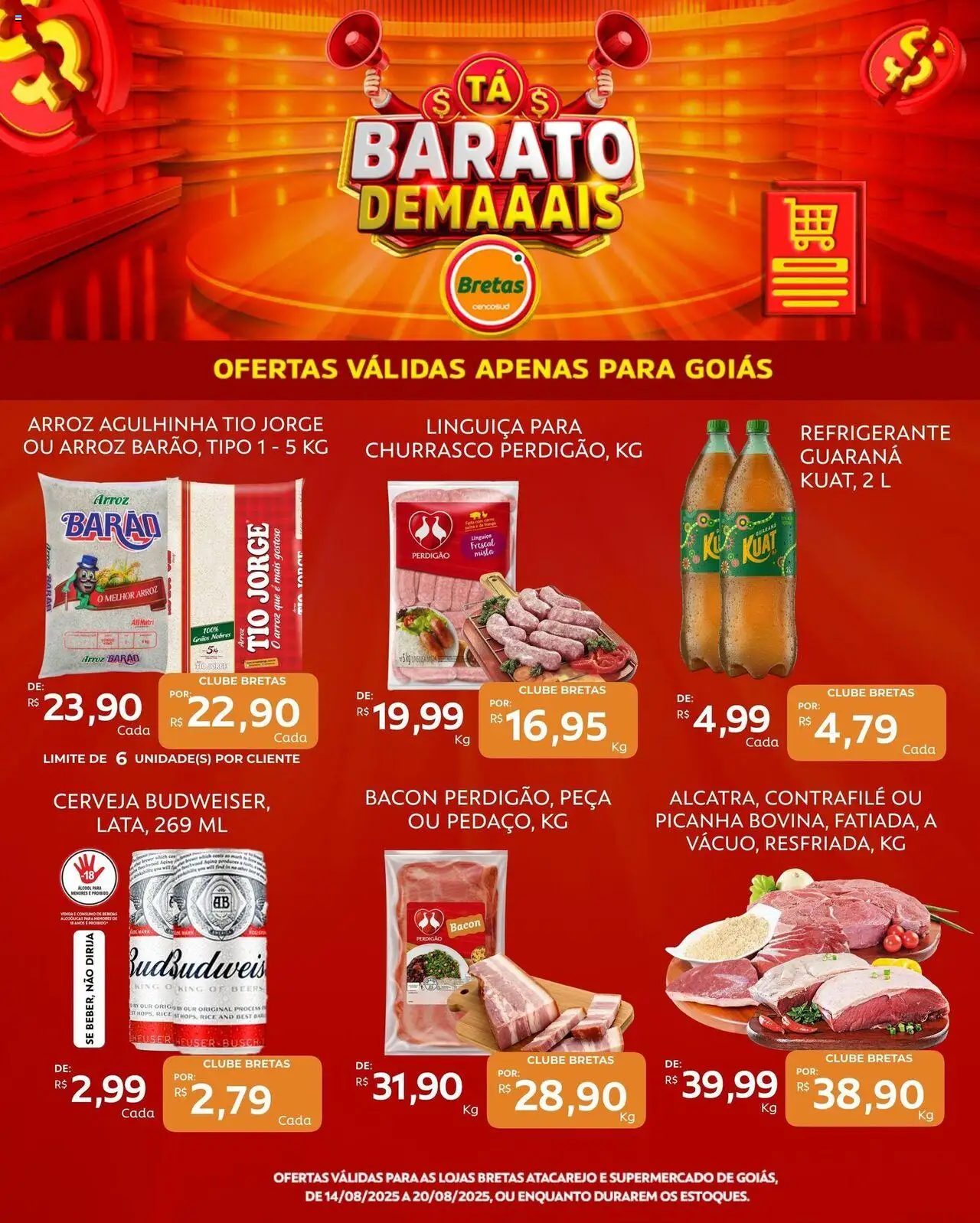 Bretas Folheto - válido de 14.08.2025 | Página: 2 | Produtos: Guaraná, Linguiça, Cerveja, Refrigerante