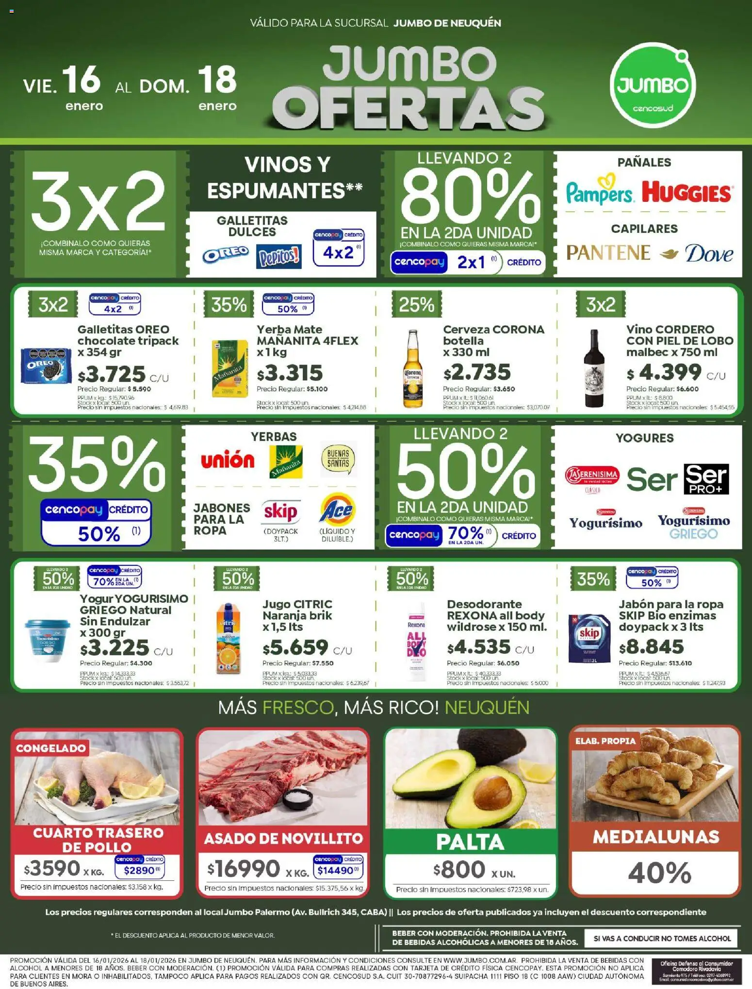 Jumbo - Ofertas | Neuquén │ válido desde el 16.01.2026 | Página: 1 | Productos: Ropa, Chocolate, Jugo, Vino