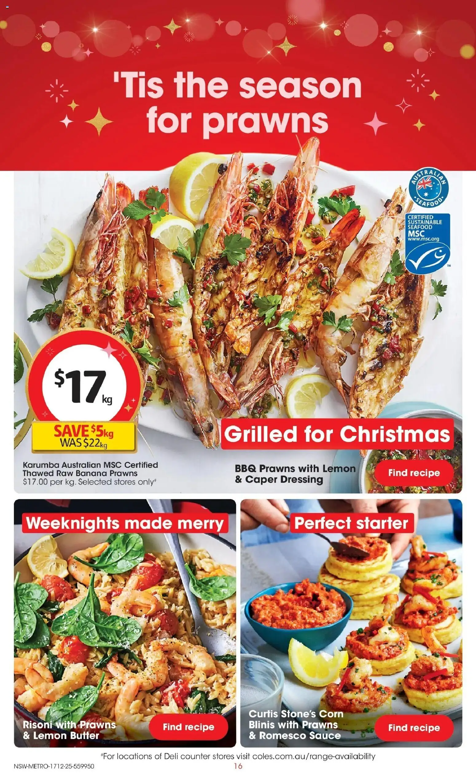 Coles catalogue - valid from 17.12.2025 | Page: 16 | Products: Butter, Prawns, Sauce, Sustainable