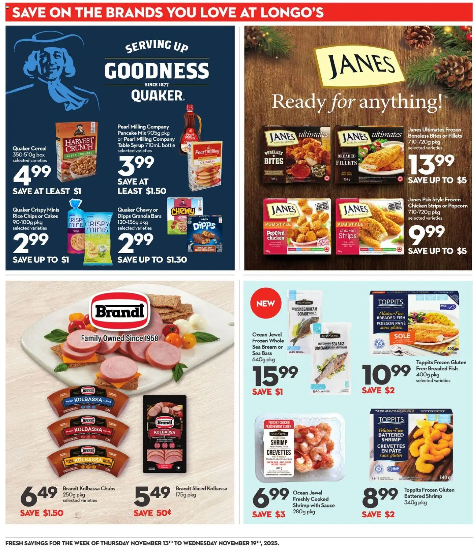 Longo's flyer valid from 13.11.2025 | Page: 22 | Products: Rice, Chips, Table, Box