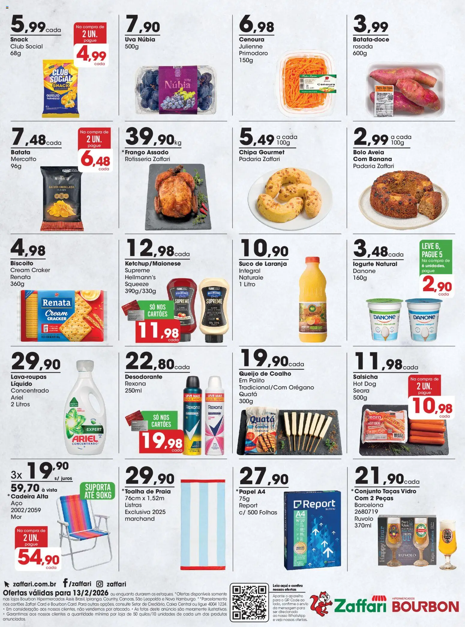 Zaffari Folheto - válido de 13.02.2026 | Página: 2 | Produtos: Ariel, Cadeira, Rexona, Frango